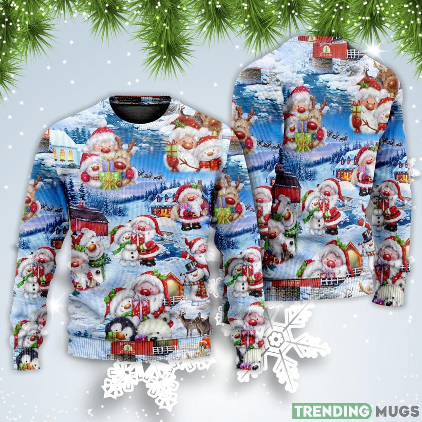 Santa And Snowman Holiday Christmas Sweatshirt Sweater Sweater Santa And Snowman Holiday Christmas Sweatshirt Sweater Sweater