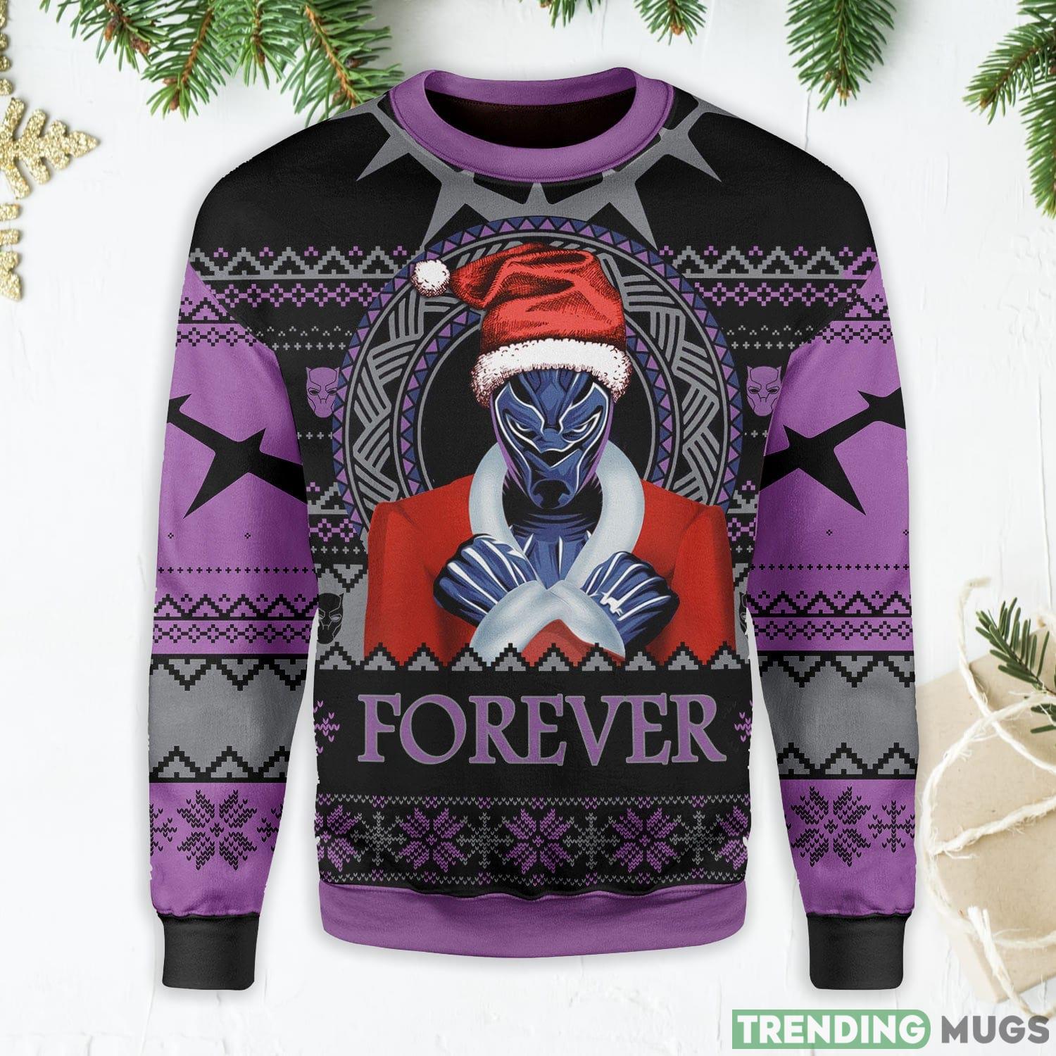 Santa Black Panther Wankada Ugly Christmas Sweater Product Photo 1