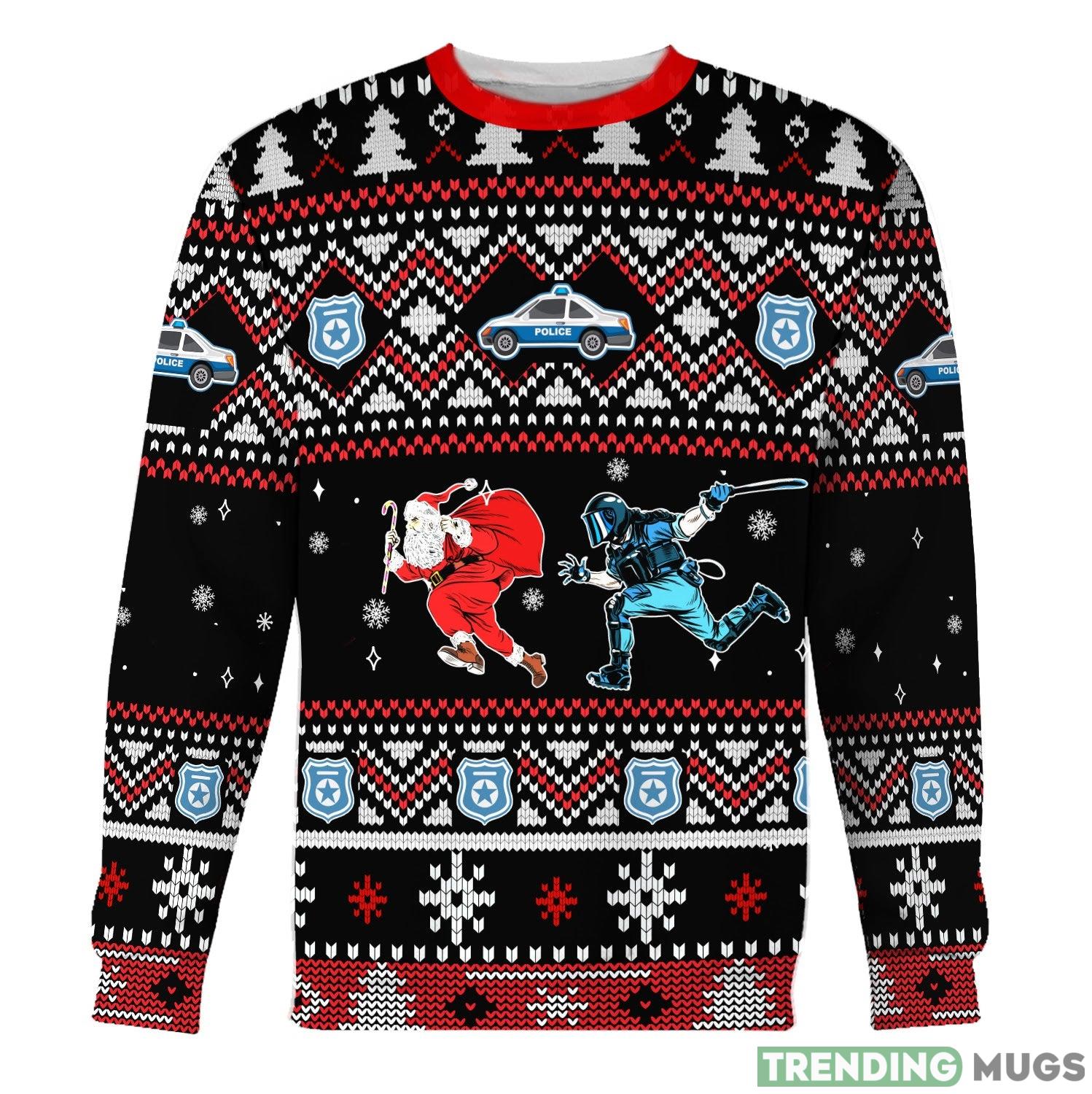 Santa Claus Christmas Riot Police Ugly Christmas Sweater Product Photo 1
