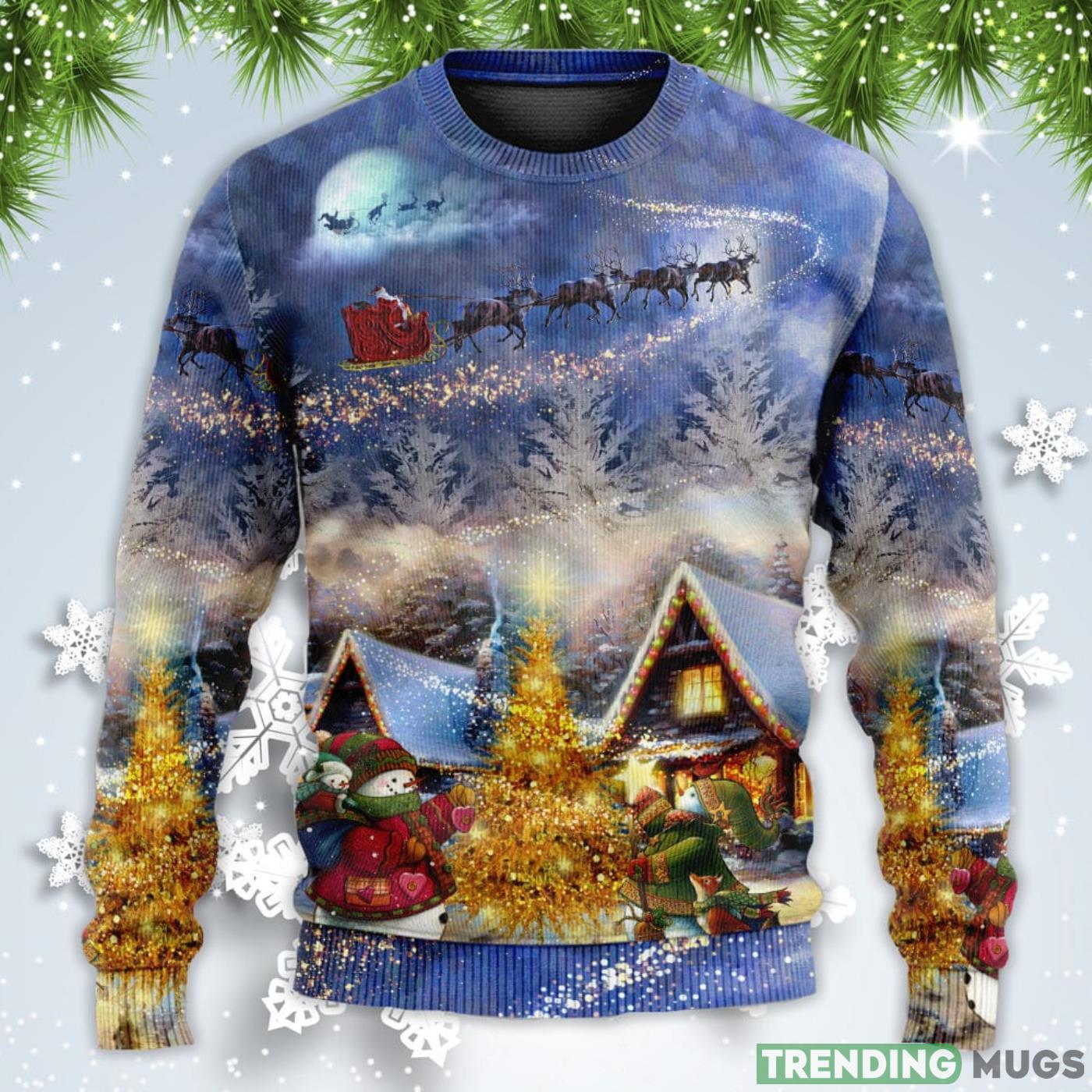 Santa Claus Reindeer Snowman Family In Love Gift Light Art Style Christmas Sweatshirt Sweater Sweater Santa Claus Reindeer Snowman Family In Love Gift Light Art Style Christmas Sweatshirt Sweater Sweater