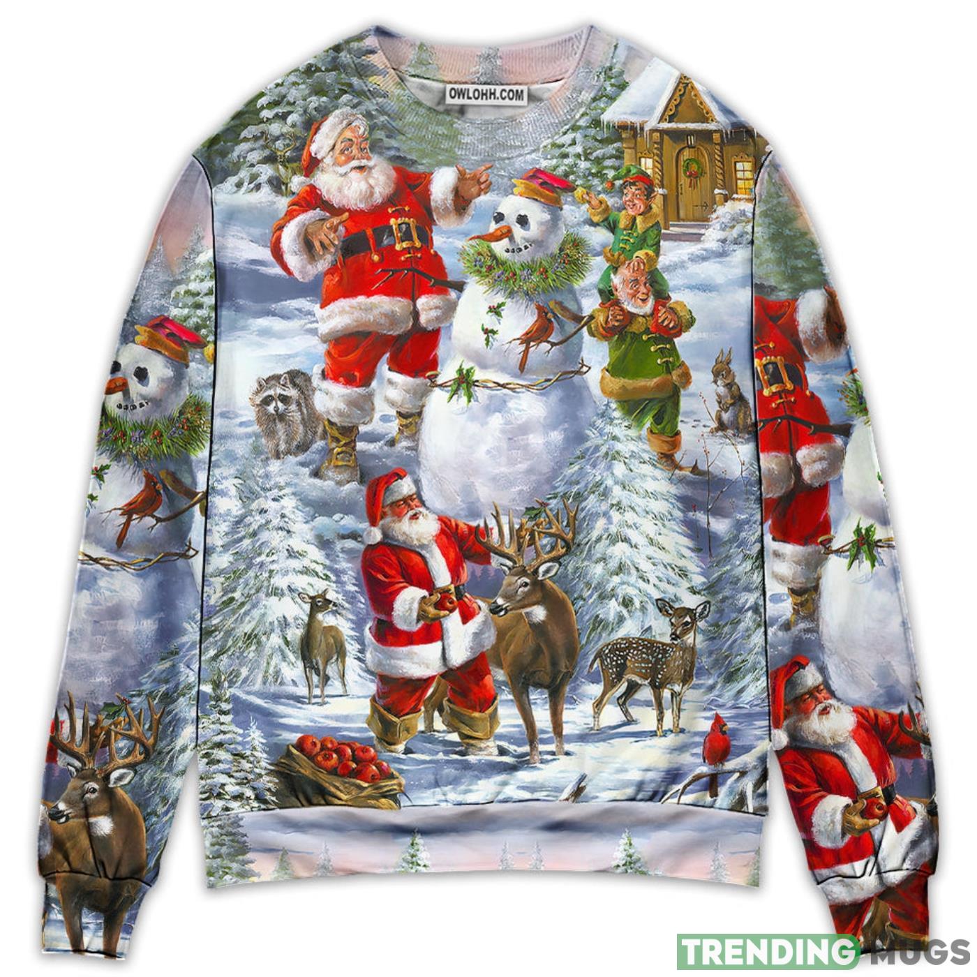 Santa Claus Snowman Elf So Happy Art Style Christmas Sweatshirt Sweater Product Photo 1 Santa Claus Snowman Elf So Happy Art Style Christmas Sweatshirt Sweater Product Photo 1