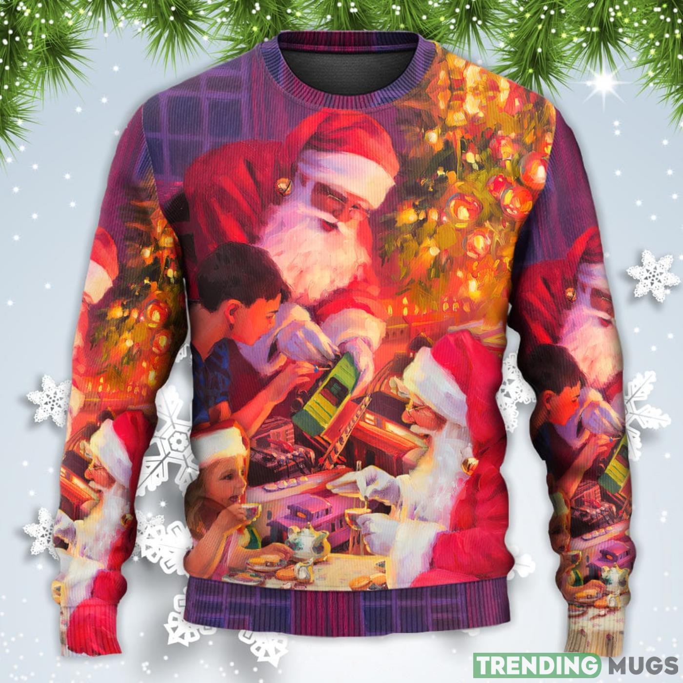Santa Claus Story Light Art Style Christmas Sweatshirt Sweater Sweater Santa Claus Story Light Art Style Christmas Sweatshirt Sweater Sweater