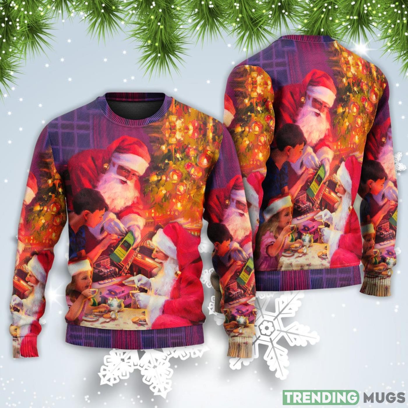 Santa Claus Story Light Art Style Christmas Sweatshirt Sweater Sweater Santa Claus Story Light Art Style Christmas Sweatshirt Sweater Sweater