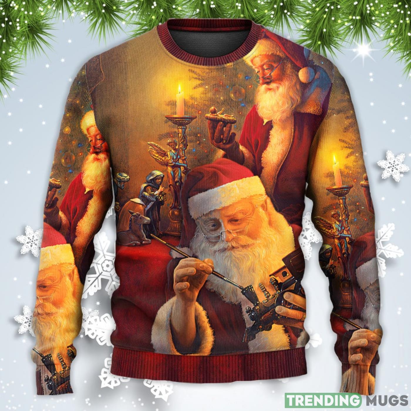 Santa Claus The Spirit of Art Style Christmas Sweatshirt Sweater Sweater Santa Claus The Spirit of Art Style Christmas Sweatshirt Sweater Sweater