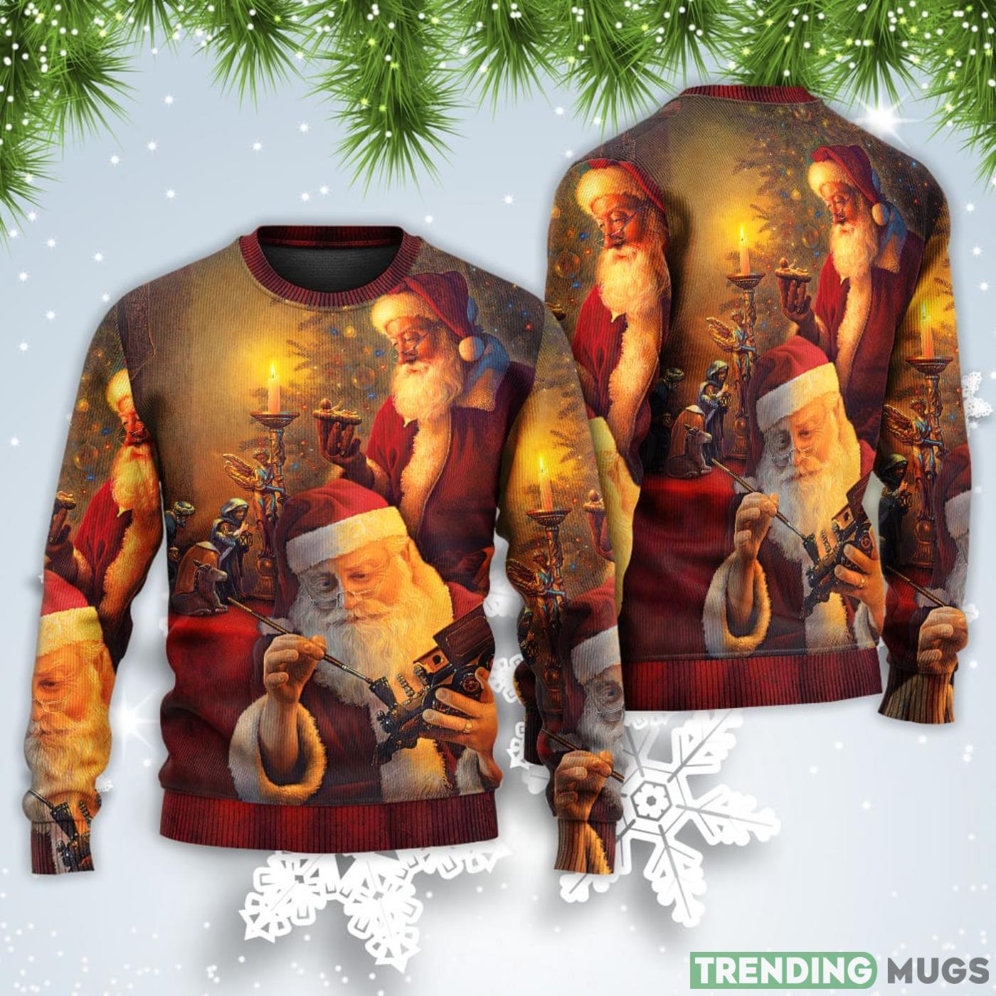 Santa Claus The Spirit of Art Style Christmas Sweatshirt Sweater Sweater Santa Claus The Spirit of Art Style Christmas Sweatshirt Sweater Sweater