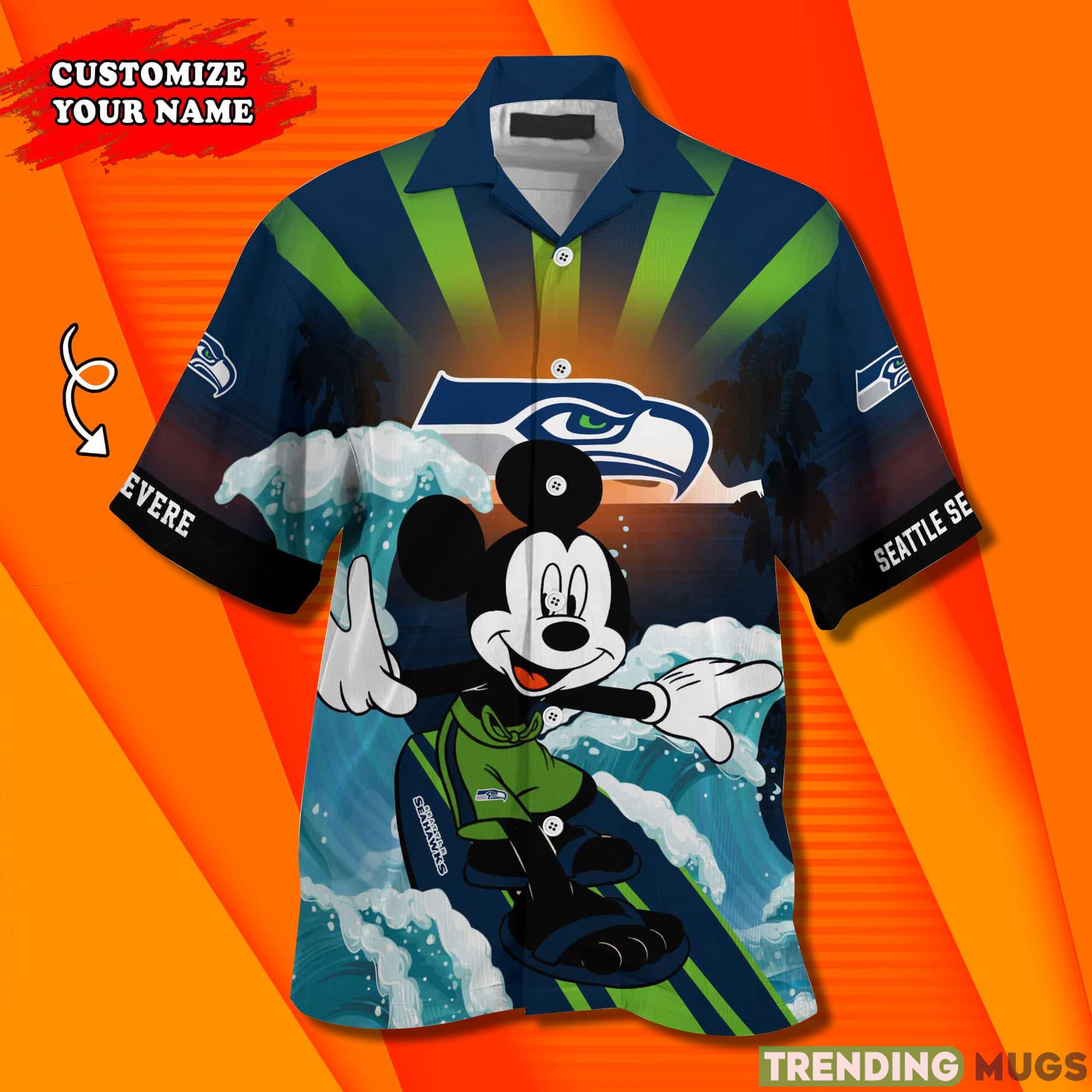 Seattle Seahawks NFL Mickey Mouse Custom Name Hawaiian Shirt Hawaiian Shirt Seattle Seahawks NFL Mickey Mouse Custom Name Hawaiian Shirt Hawaiian Shirt