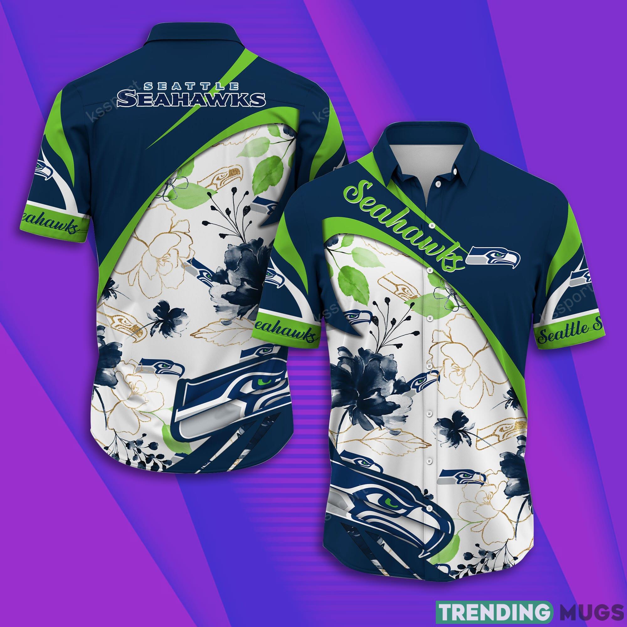 Seattle Seahawks NFL Short Sleeve Aloha Hawaiian Shirt Product Photo 1 Seattle Seahawks NFL Short Sleeve Aloha Hawaiian Shirt Product Photo 1