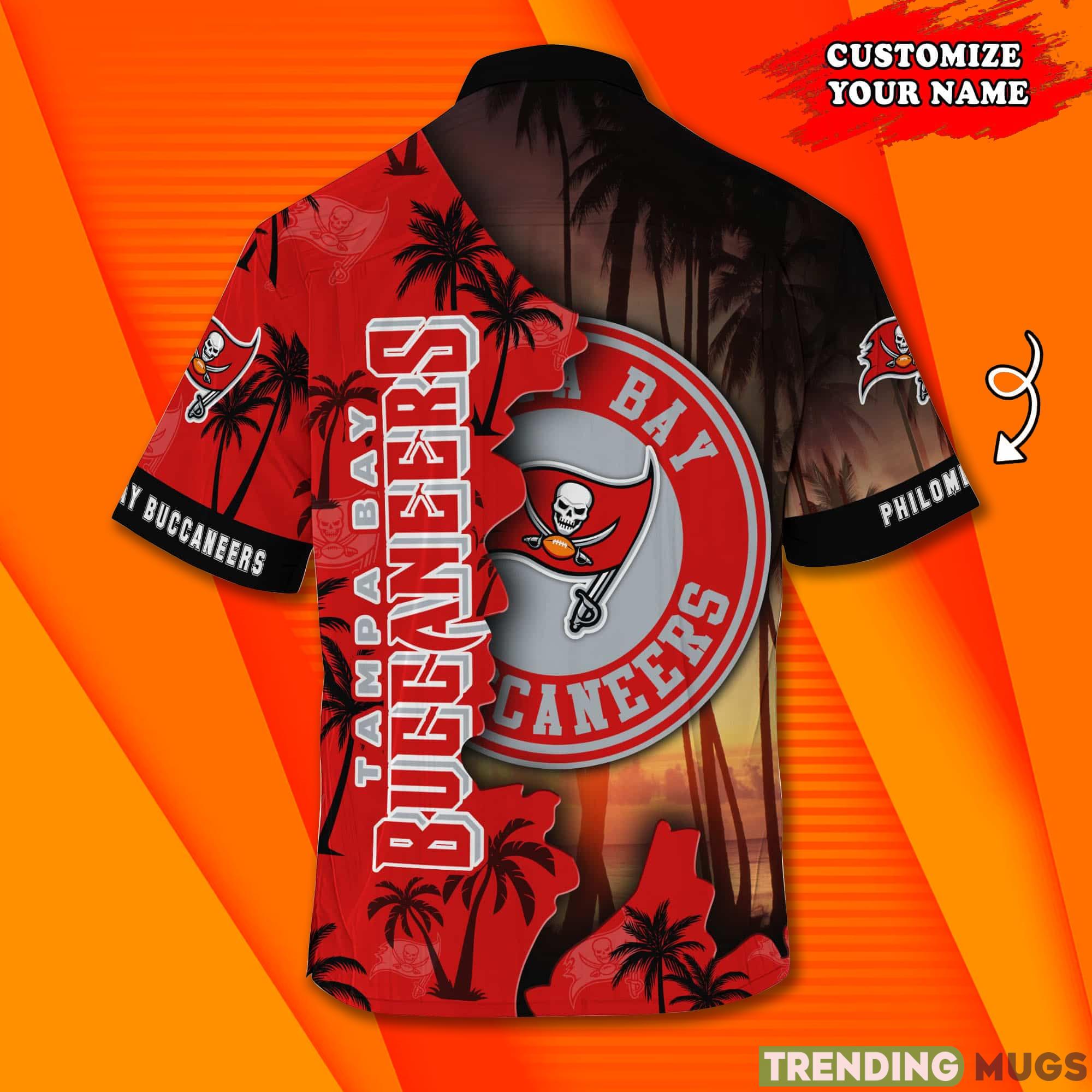 Tampa Bay Buccaneers NF And Tropical Pattern Custom Name Hawaiian Shirt Product Photo 1 Tampa Bay Buccaneers NF And Tropical Pattern Custom Name Hawaiian Shirt Product Photo 1
