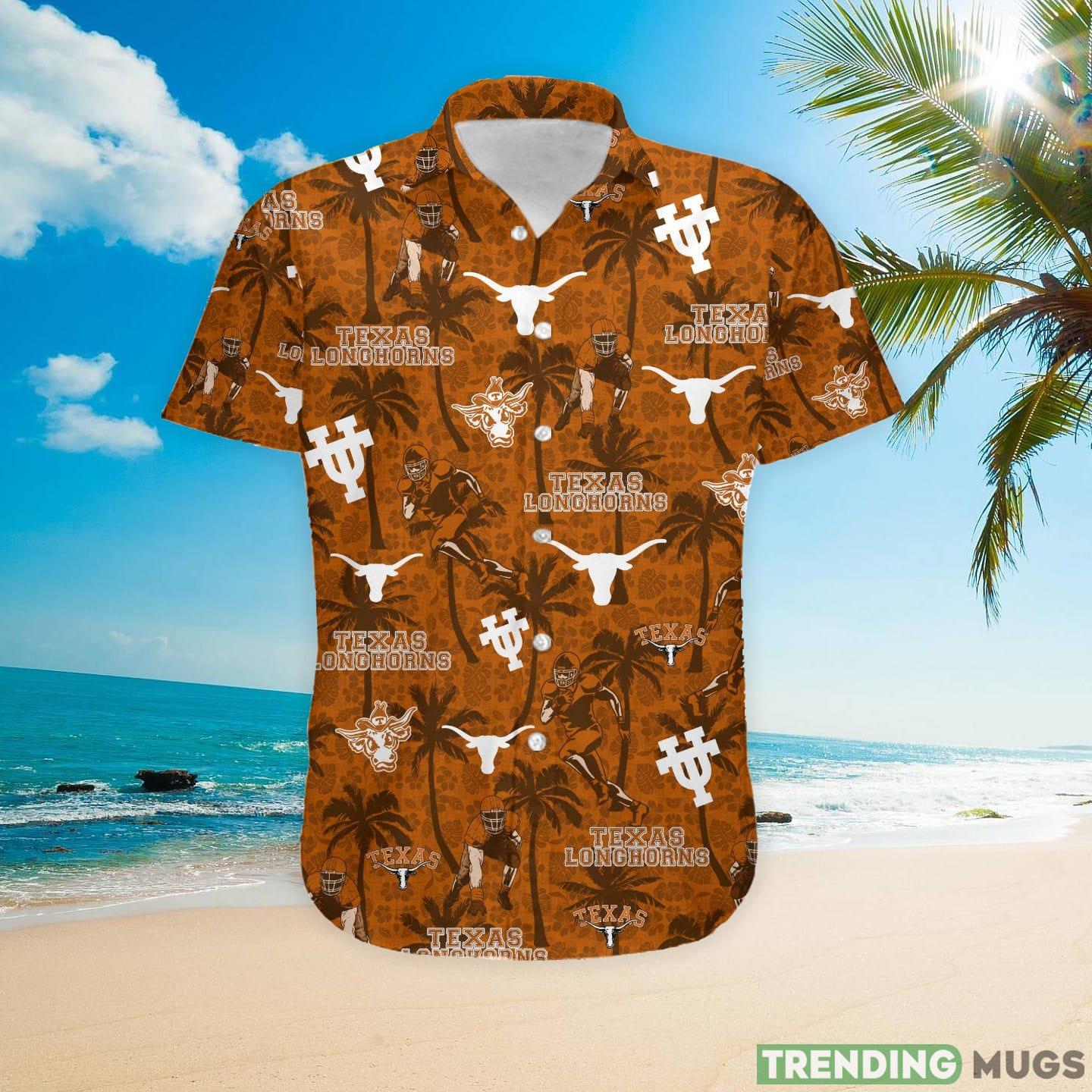 Texas Longhorns Custom Name Tropical Beach Coconut Tree Hawaiian Shirt Hawaiian Shirt Texas Longhorns Custom Name Tropical Beach Coconut Tree Hawaiian Shirt Hawaiian Shirt