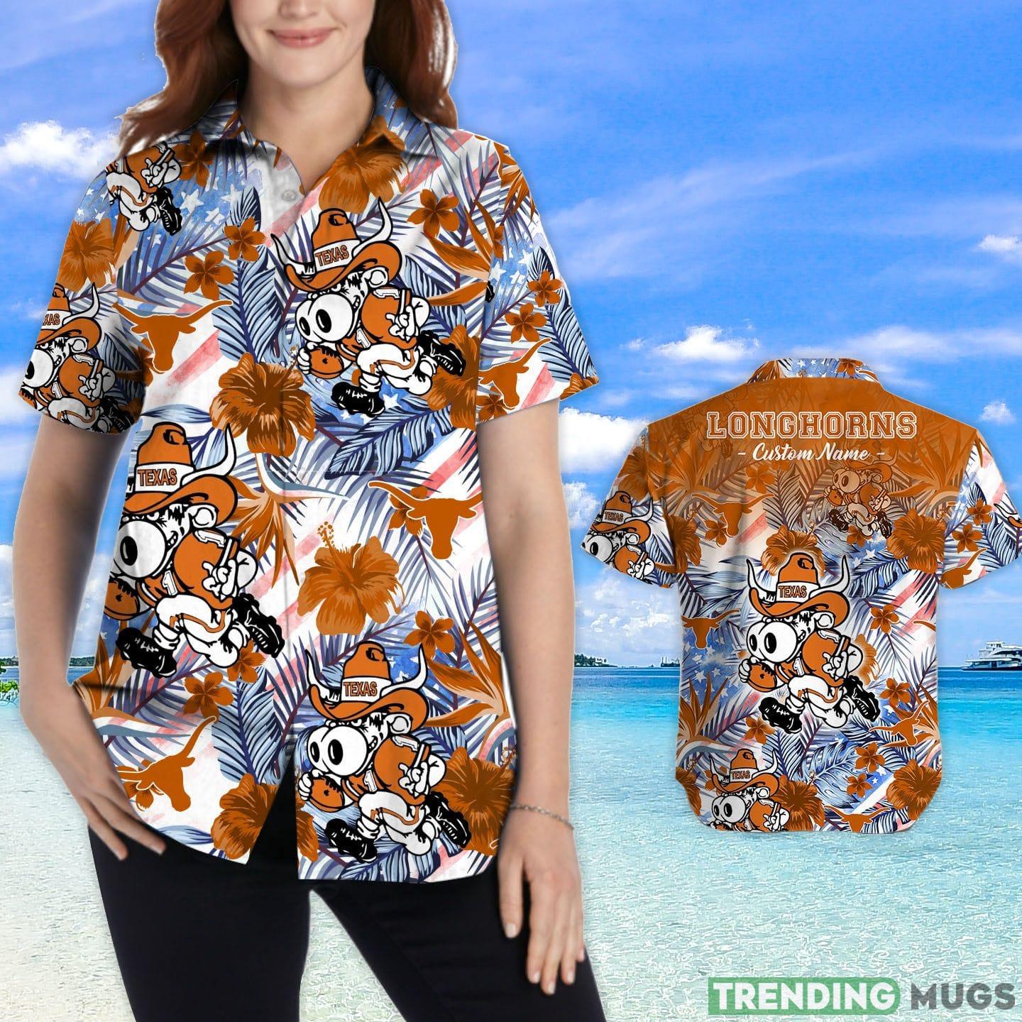 Texas Longhorns Tropical Floral Custom Name Aloha Hawaiian Shirt Hawaiian Shirt Texas Longhorns Tropical Floral Custom Name Aloha Hawaiian Shirt Hawaiian Shirt