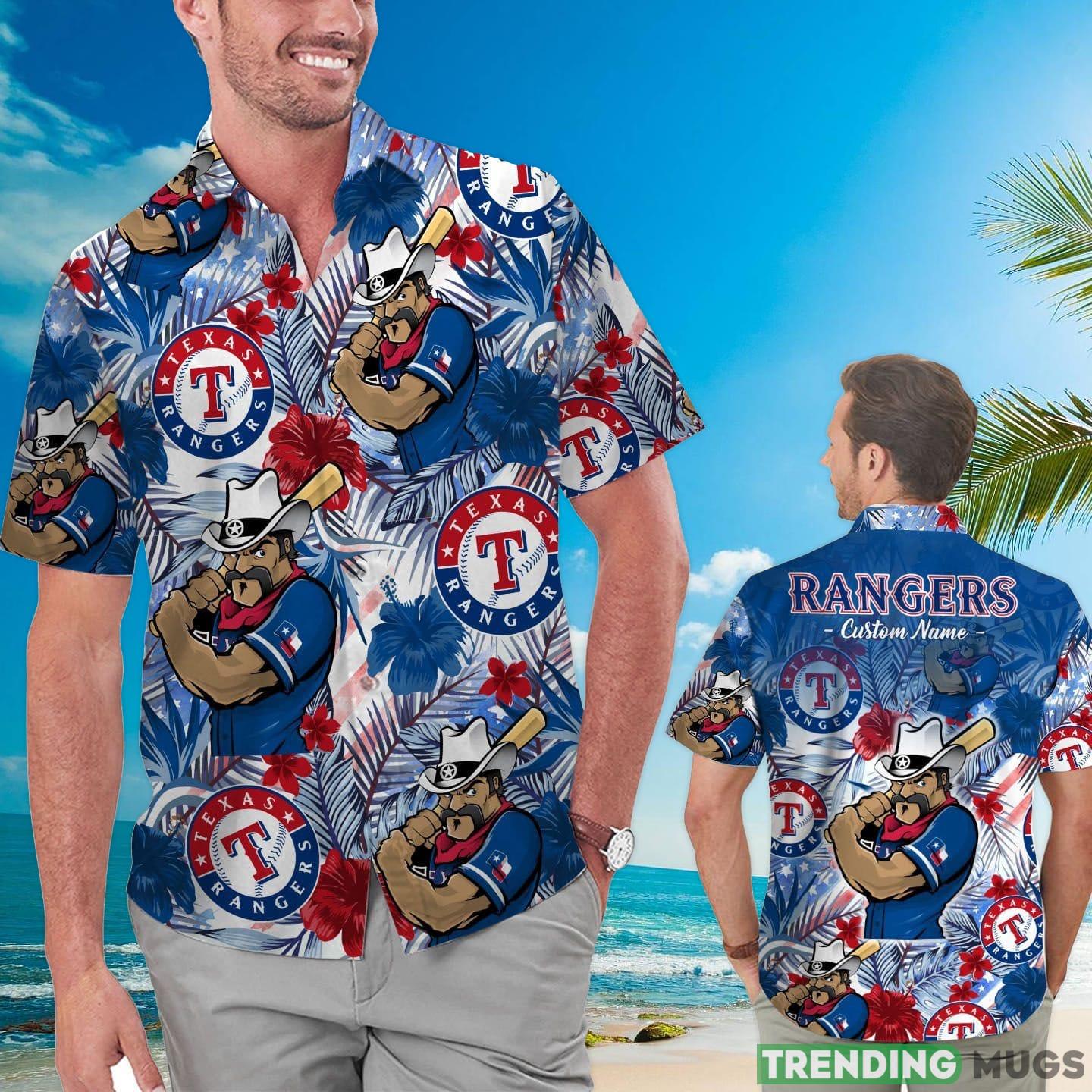 Texas Rangers Tropical Floral Custom Name Aloha Hawaiian Shirt Product Photo 1 Texas Rangers Tropical Floral Custom Name Aloha Hawaiian Shirt Product Photo 1