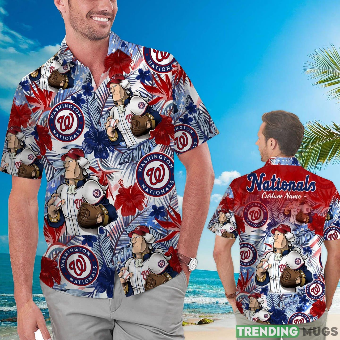 Washington Nationals Tropical Floral Custom Name Aloha Hawaiian Shirt Product Photo 1 Washington Nationals Tropical Floral Custom Name Aloha Hawaiian Shirt Product Photo 1