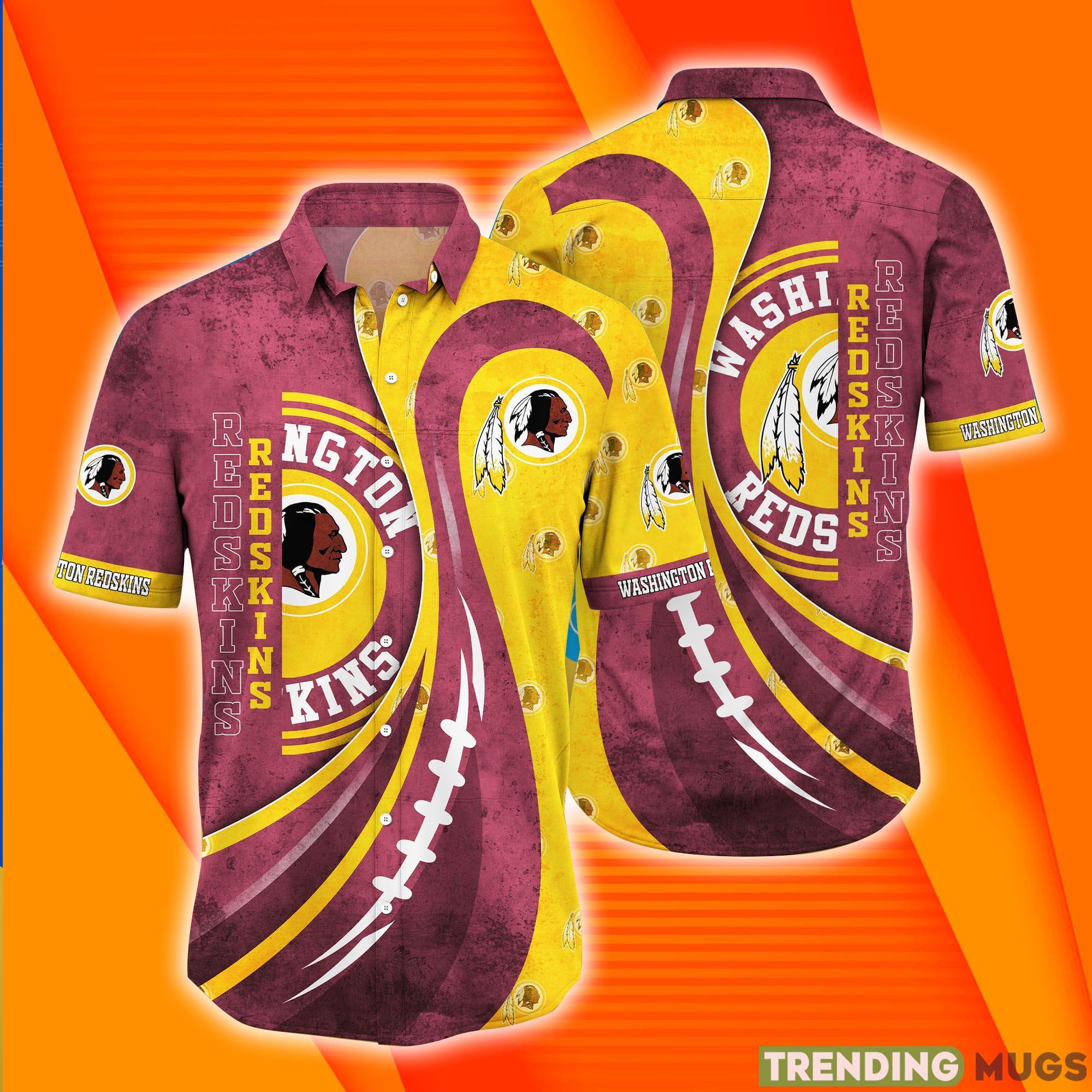 Washington Redskins NFL Grunge Texture Design Short Sleeves Hawaiian Shirt Product Photo 1 Washington Redskins NFL Grunge Texture Design Short Sleeves Hawaiian Shirt Product Photo 1