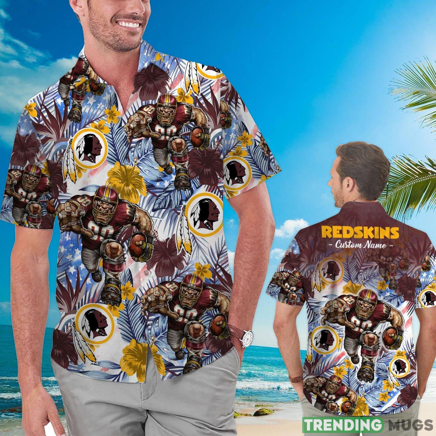 Washington Redskins Tropical Floral Custom Name Aloha Hawaiian Shirt Product Photo 1 Washington Redskins Tropical Floral Custom Name Aloha Hawaiian Shirt Product Photo 1