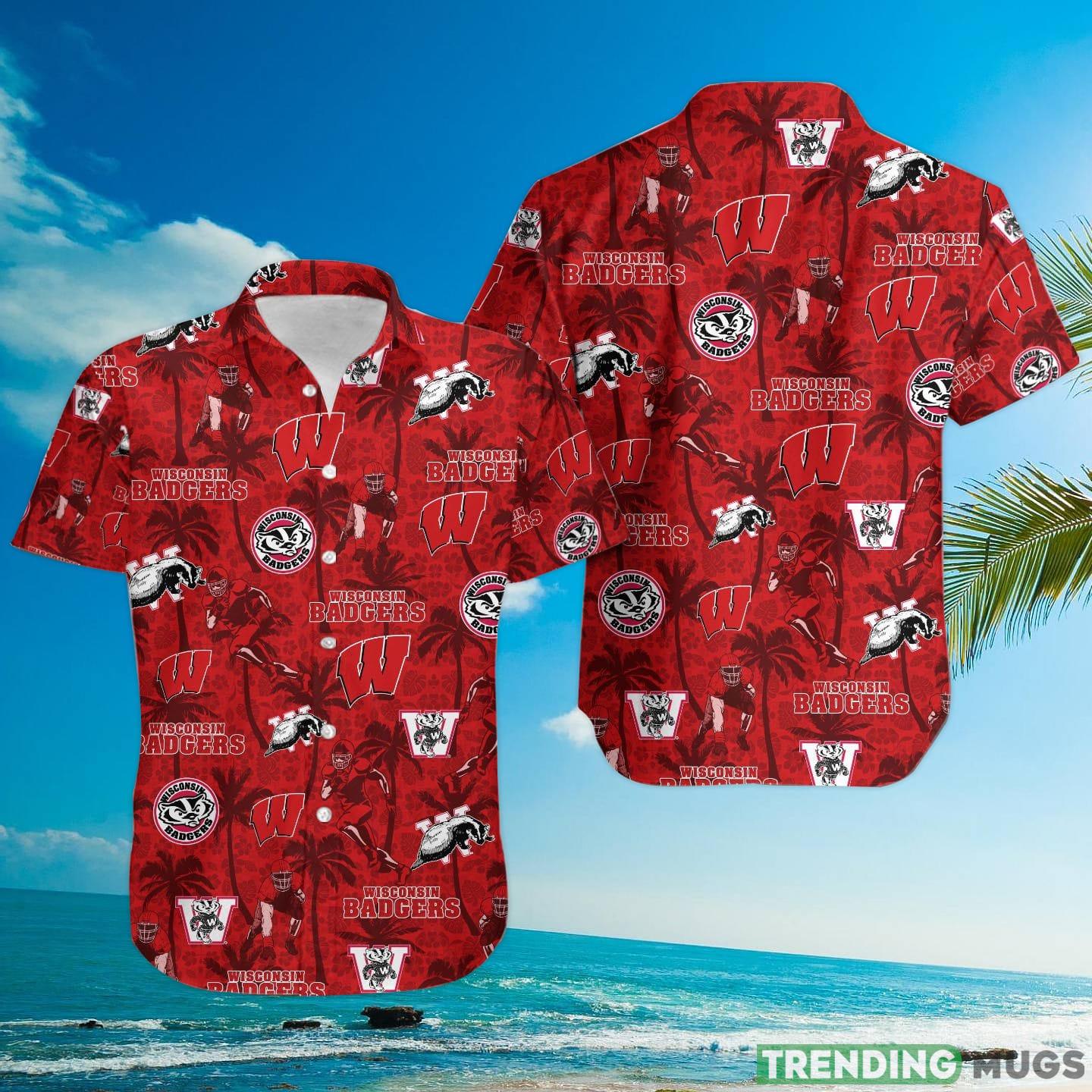 Wisconsin Badgers Custom Name Tropical Beach Coconut Tree Hawaiian Shirt Hawaiian Shirt Wisconsin Badgers Custom Name Tropical Beach Coconut Tree Hawaiian Shirt Hawaiian Shirt