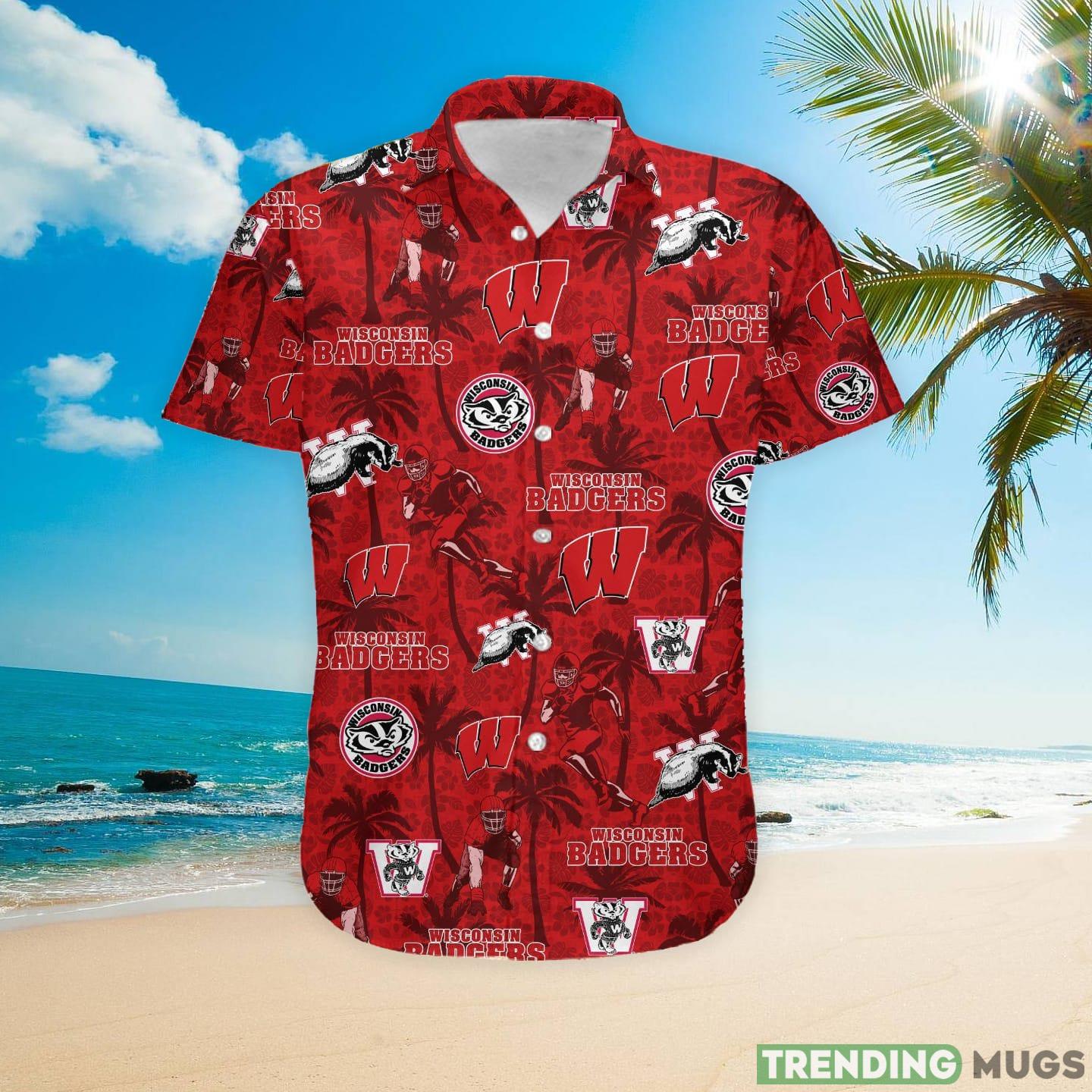 Wisconsin Badgers Custom Name Tropical Beach Coconut Tree Hawaiian Shirt Hawaiian Shirt Wisconsin Badgers Custom Name Tropical Beach Coconut Tree Hawaiian Shirt Hawaiian Shirt