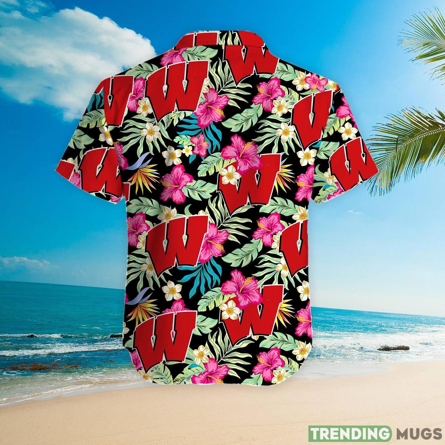 Wisconsin Badgers Hibiscus Hawaiian Shirt For Fans Hawaiian Shirt Wisconsin Badgers Hibiscus Hawaiian Shirt For Fans Hawaiian Shirt