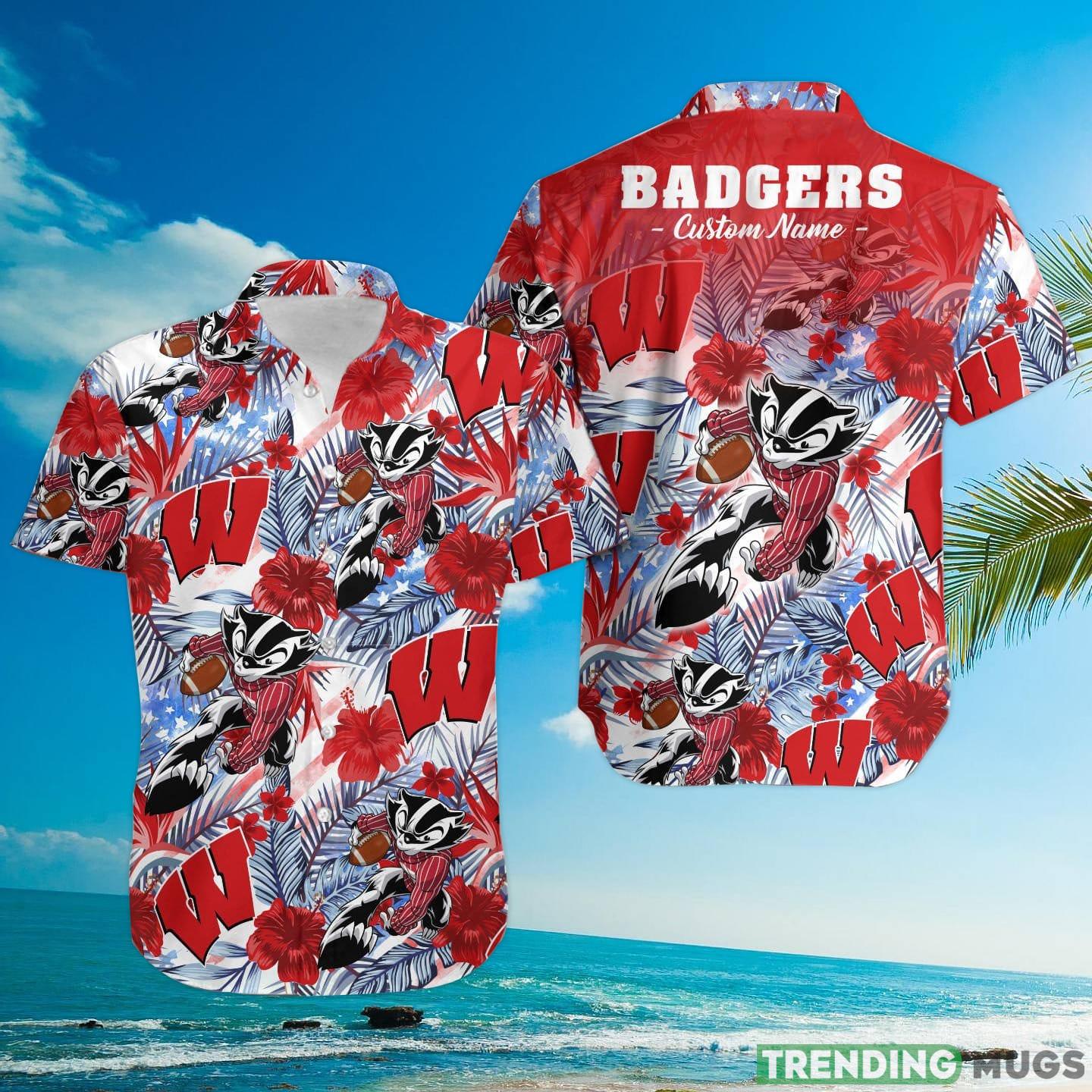 Wisconsin Badgers Tropical Floral Custom Name Aloha Hawaiian Shirt Hawaiian Shirt Wisconsin Badgers Tropical Floral Custom Name Aloha Hawaiian Shirt Hawaiian Shirt