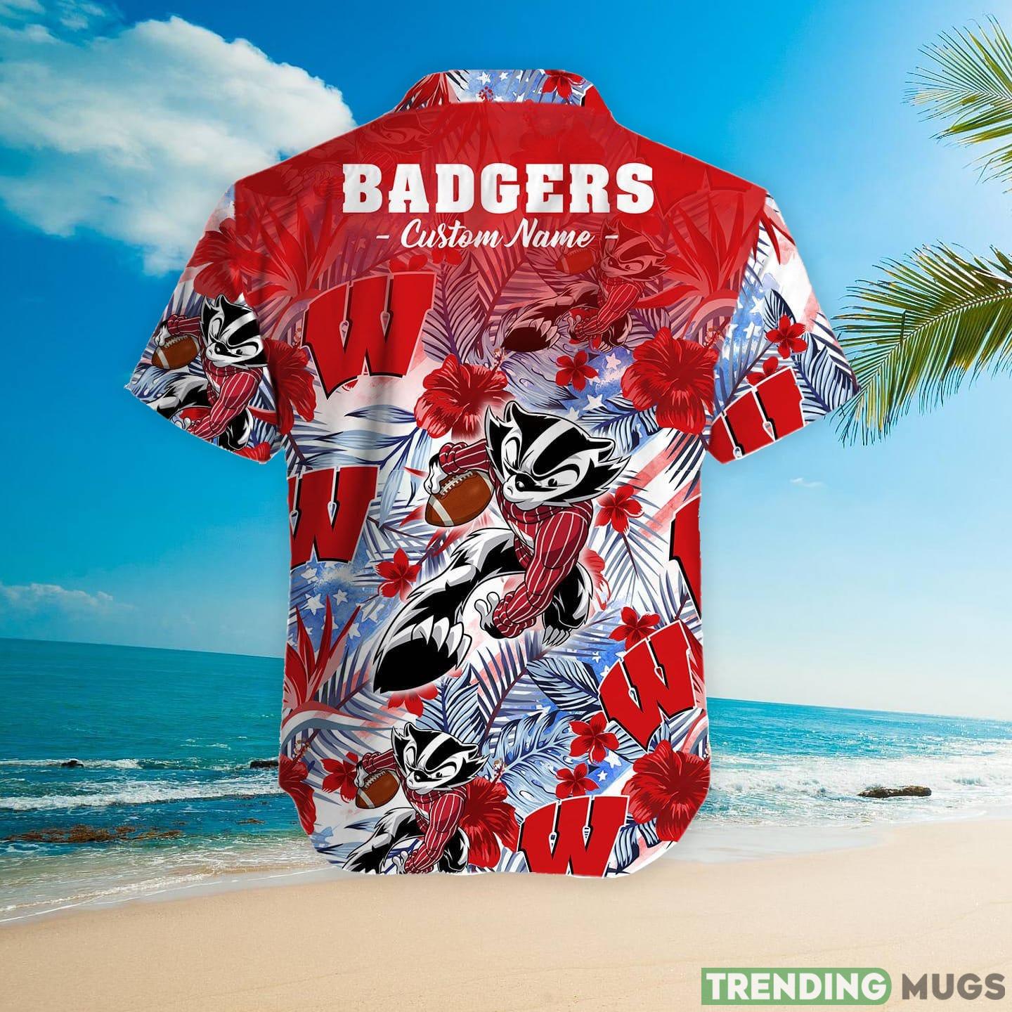 Wisconsin Badgers Tropical Floral Custom Name Aloha Hawaiian Shirt Hawaiian Shirt Wisconsin Badgers Tropical Floral Custom Name Aloha Hawaiian Shirt Hawaiian Shirt