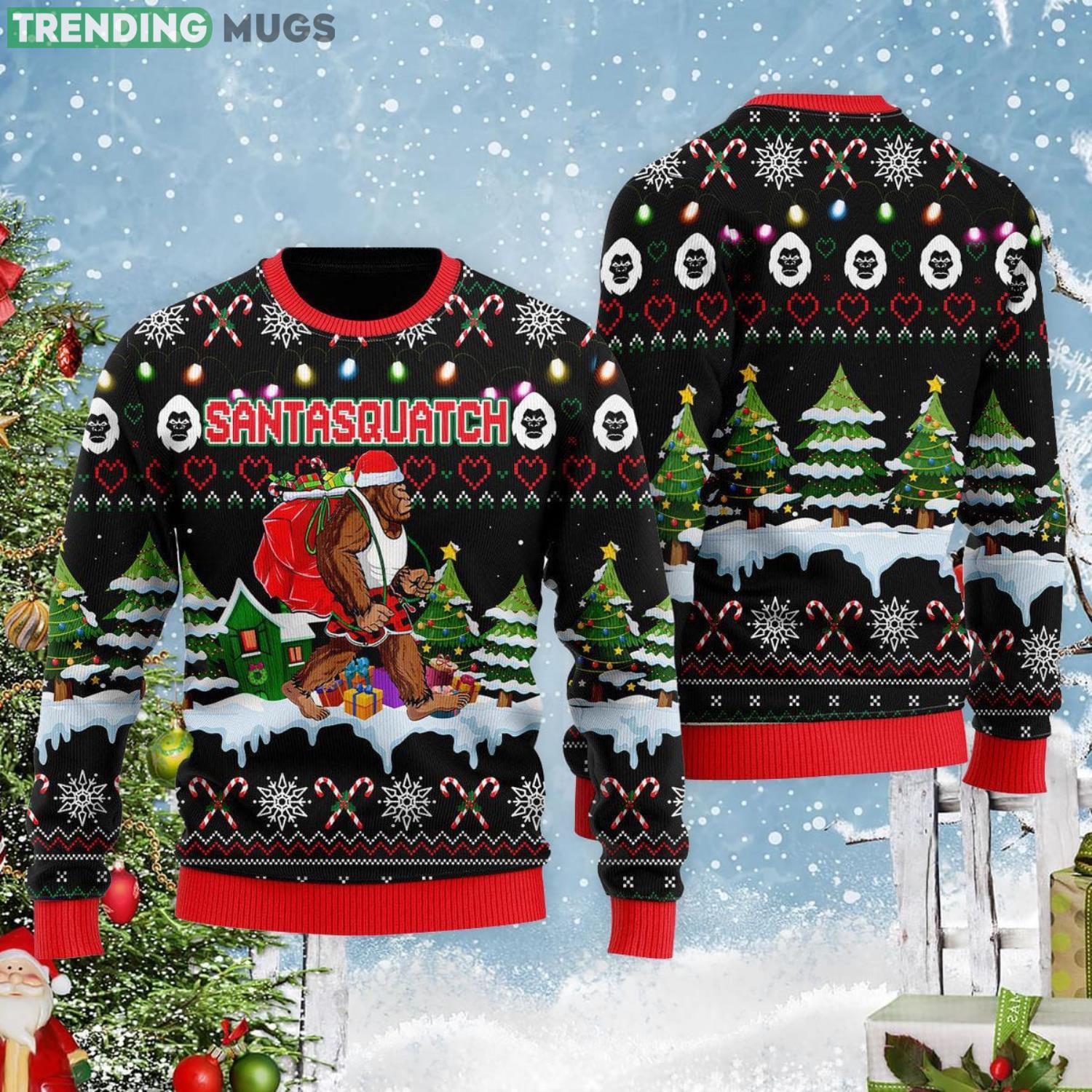 Bigfoot Christmas Santasquatch Christmas Gift Ugly Christmas Sweater Product Photo 1 Bigfoot Christmas Santasquatch Christmas Gift Ugly Christmas Sweater Product Photo 1