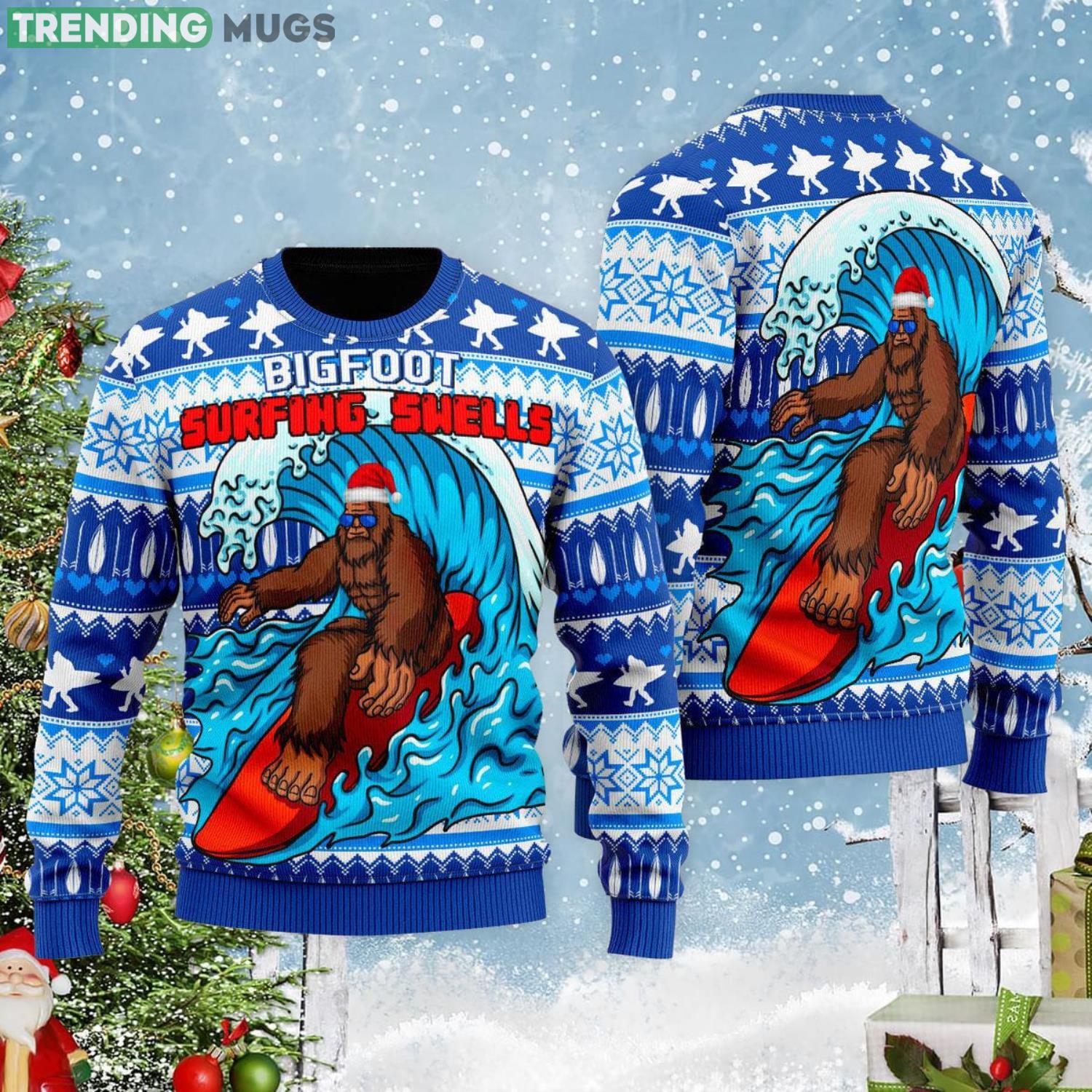 Bigfoot Surfing Swells Christmas Gift Ugly Christmas Sweater 3D Sweater Bigfoot Surfing Swells Christmas Gift Ugly Christmas Sweater 3D Sweater