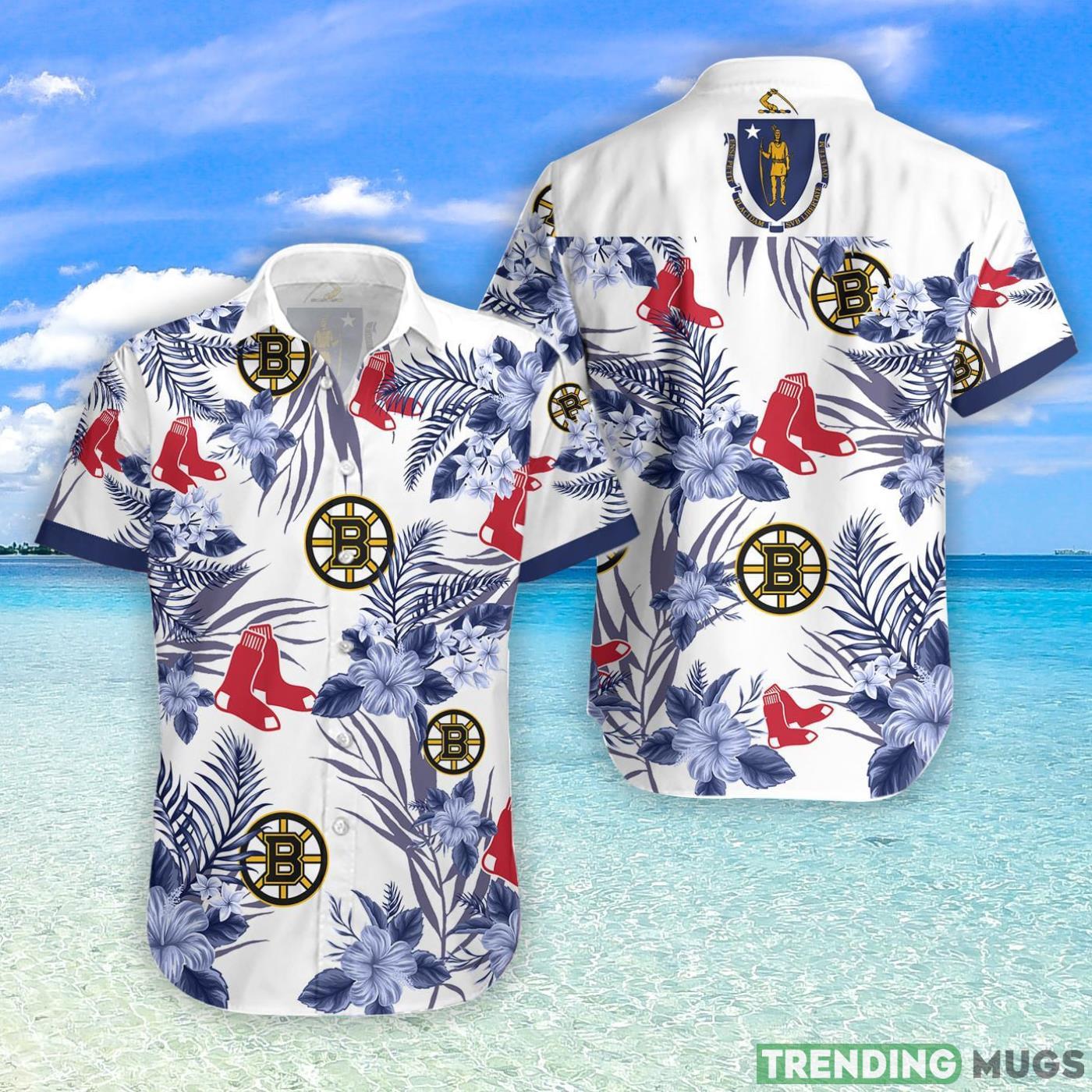 Boston Bruins Boston Red Sox Hawaiian Shirt For Fans Product Photo 1 Boston Bruins Boston Red Sox Hawaiian Shirt For Fans Product Photo 1