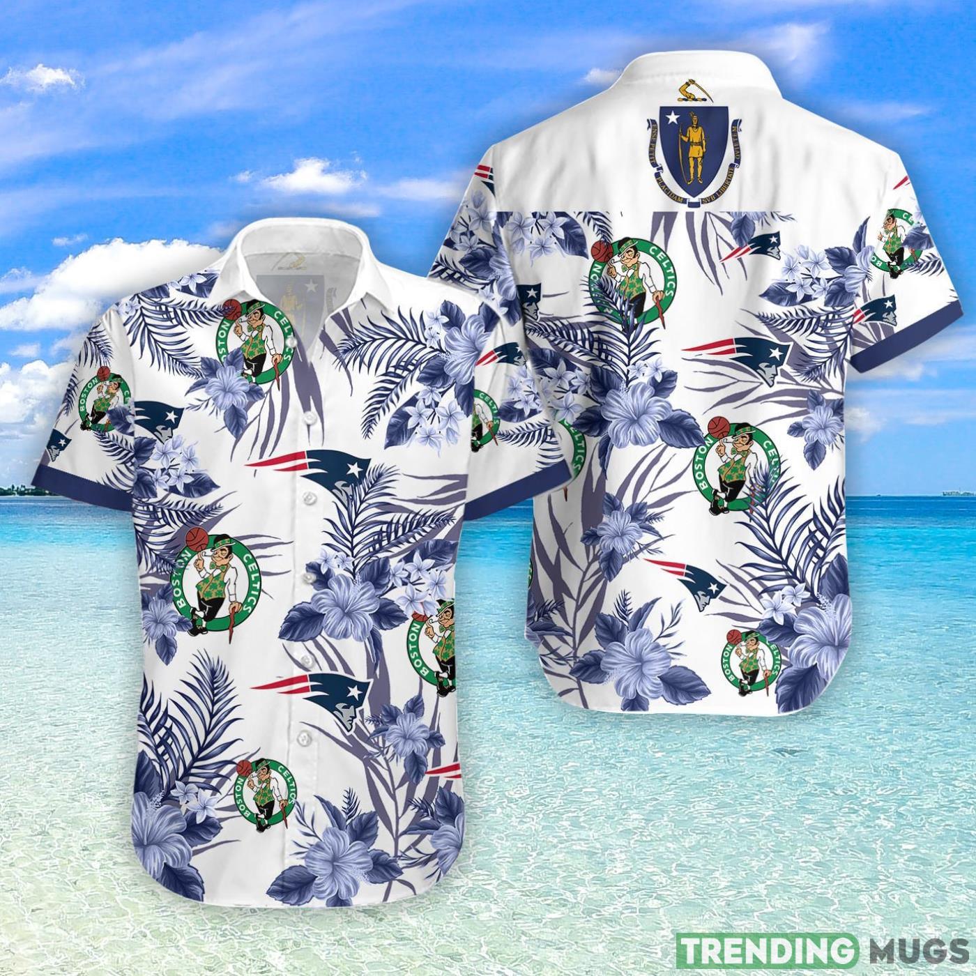 Boston Celtics New England Patriots Hawaiian Shirt For Fans Product Photo 1 Boston Celtics New England Patriots Hawaiian Shirt For Fans Product Photo 1