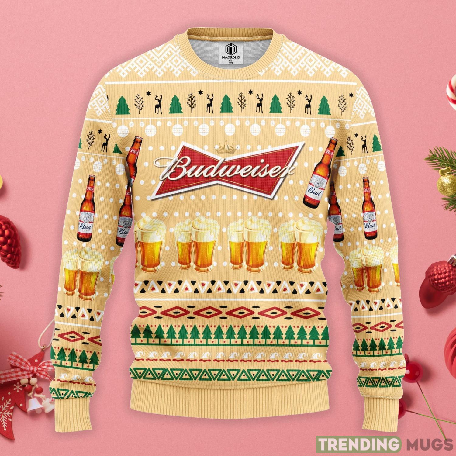 Budweiser Beer Christmas Gift Ugly Christmas Sweater Product Photo 1 Budweiser Beer Christmas Gift Ugly Christmas Sweater Product Photo 1