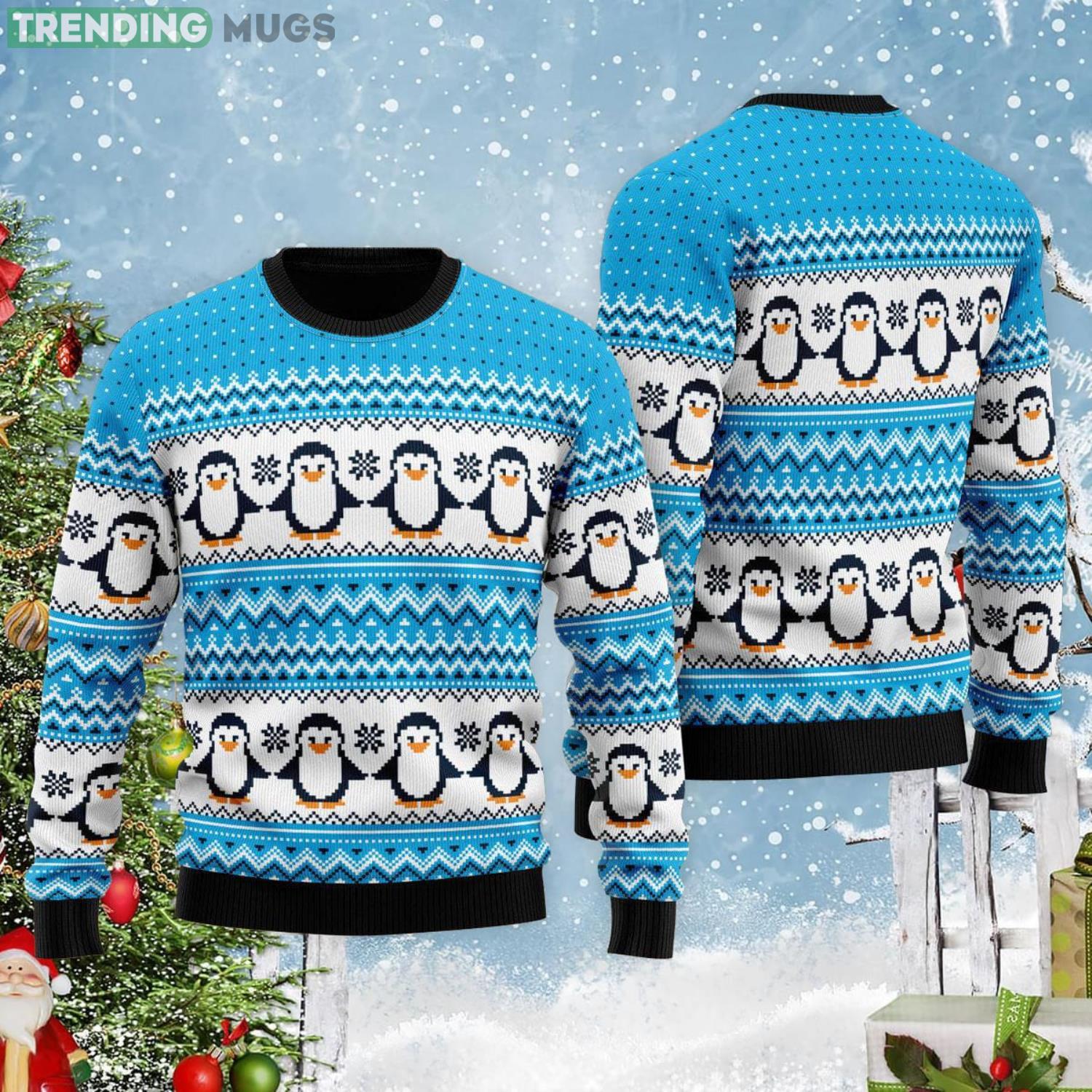 Cute Blue Penguins All Over Print Ugly Christmas Sweater 3D Sweater Cute Blue Penguins All Over Print Ugly Christmas Sweater 3D Sweater