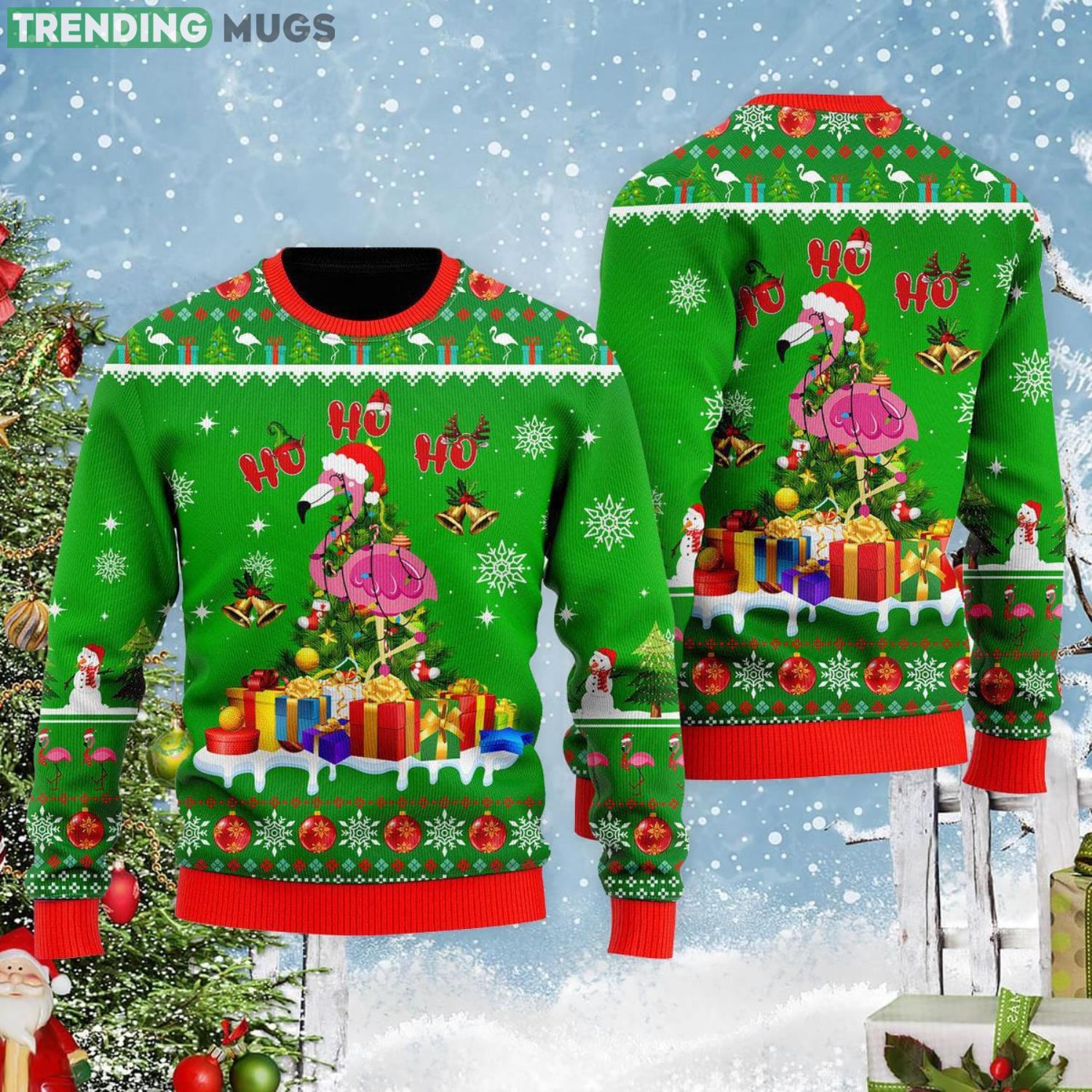 Flamingo Ho Ho Ho Christmas Gift Ugly Christmas Sweater Product Photo 1 Flamingo Ho Ho Ho Christmas Gift Ugly Christmas Sweater Product Photo 1