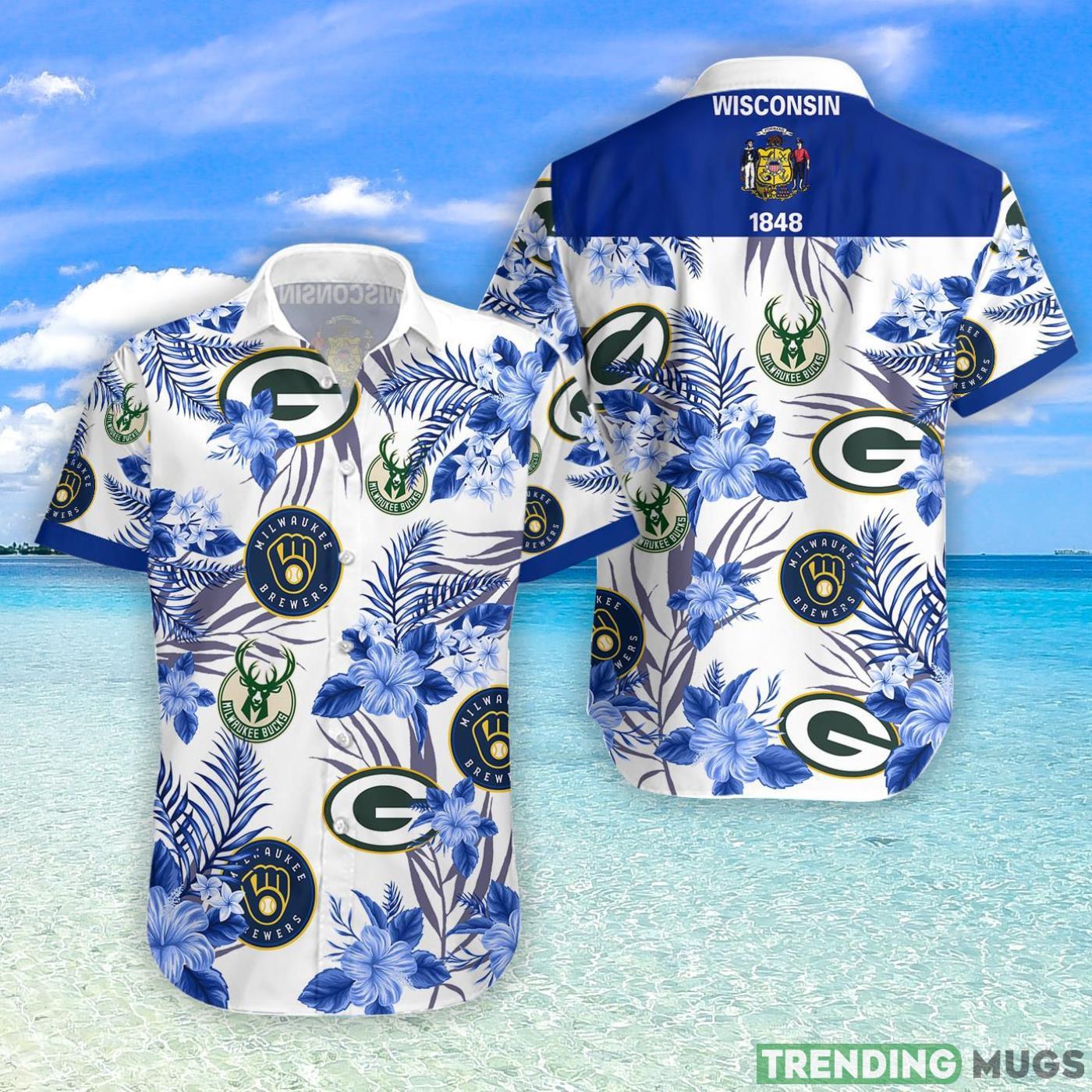 Green Bay Packers Milwaukee Brewers Milwaukee Bucks Hawaiian Shirt For Fans Product Photo 1 Green Bay Packers Milwaukee Brewers Milwaukee Bucks Hawaiian Shirt For Fans Product Photo 1