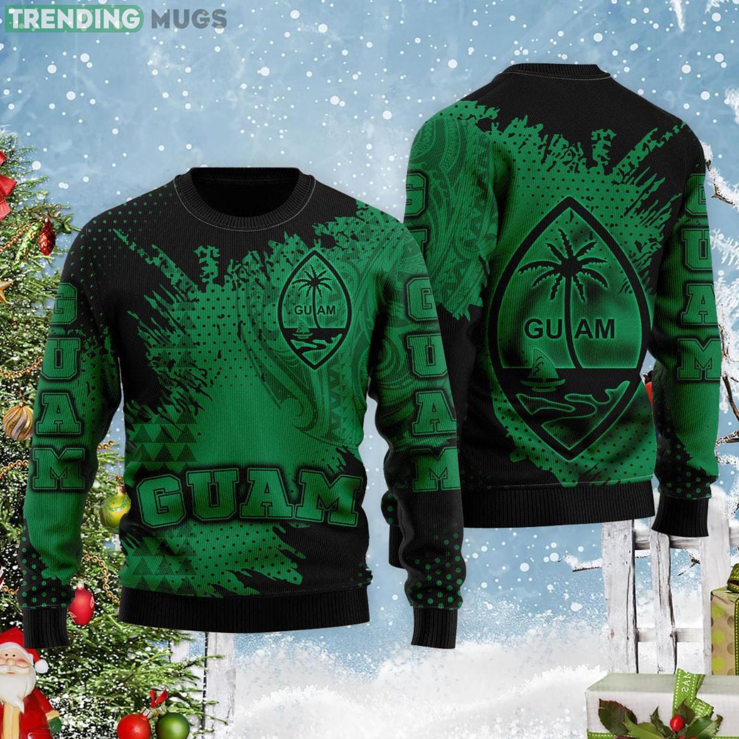 Guam Coat Of Arms Green Cool Ugly Christmas Sweater 3D Sweater Guam Coat Of Arms Green Cool Ugly Christmas Sweater 3D Sweater