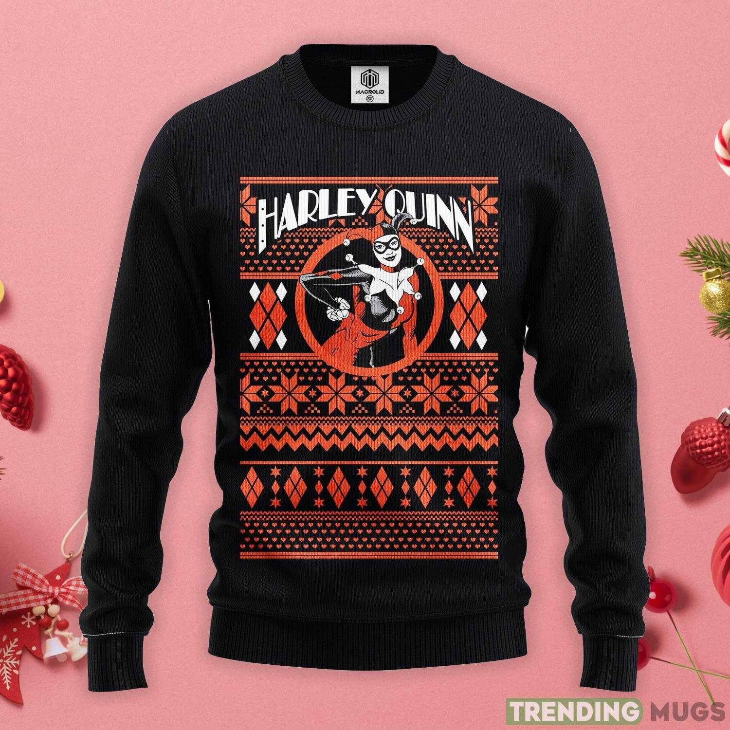 Harley Quinn Black Red Christmas Gift Ugly Christmas Sweater Product Photo 1 Harley Quinn Black Red Christmas Gift Ugly Christmas Sweater Product Photo 1