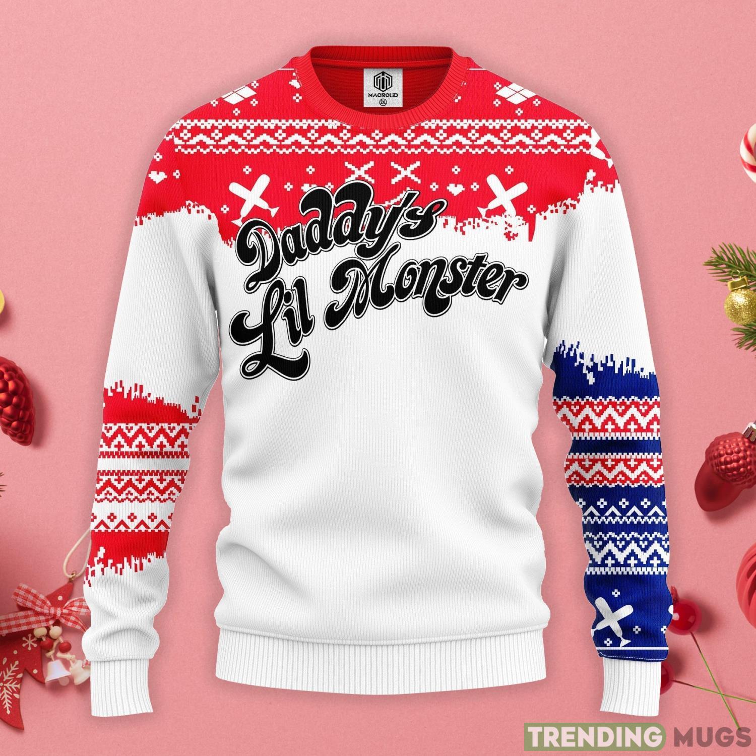 Harley Quinn Daddy’S Lil Monster Christmas Gift Ugly Christmas Sweater Product Photo 1 Harley Quinn Daddy’S Lil Monster Christmas Gift Ugly Christmas Sweater Product Photo 1