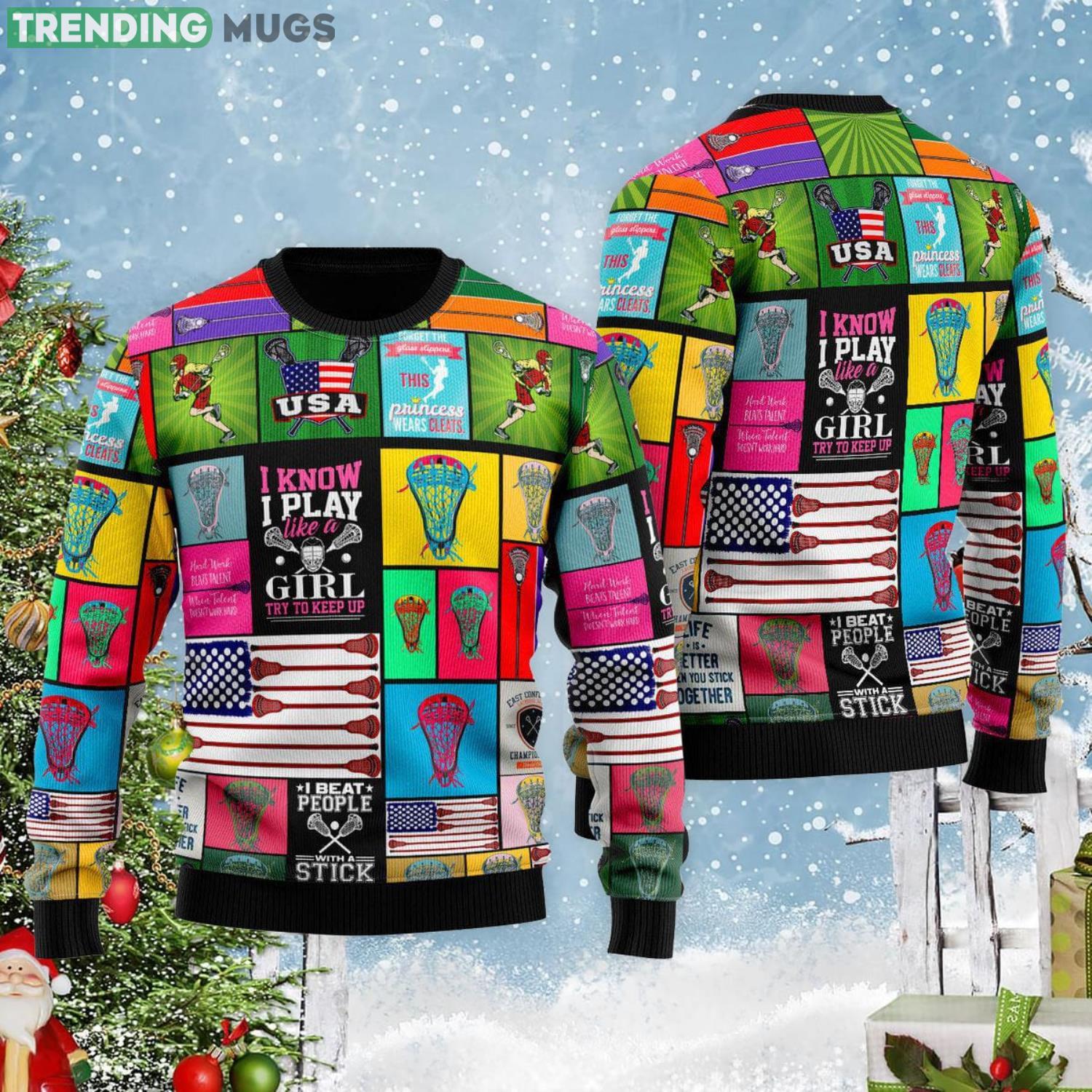 Lacross Love Life Christmas Gift Ugly Christmas Sweater Product Photo 1 Lacross Love Life Christmas Gift Ugly Christmas Sweater Product Photo 1