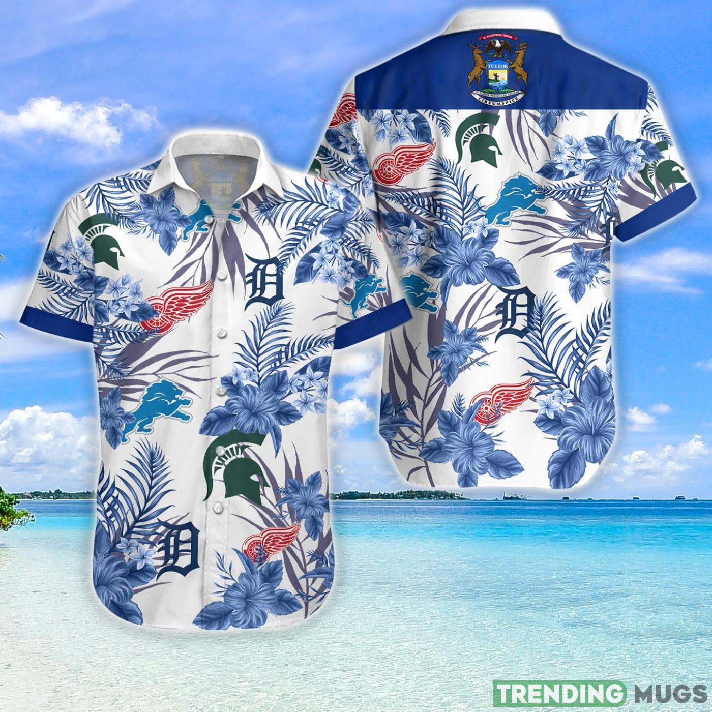 Michigan State Spartans Detroit Tigers Lions Red Wing Hawaiian Shirt For Fans Product Photo 1 Michigan State Spartans Detroit Tigers Lions Red Wing Hawaiian Shirt For Fans Product Photo 1