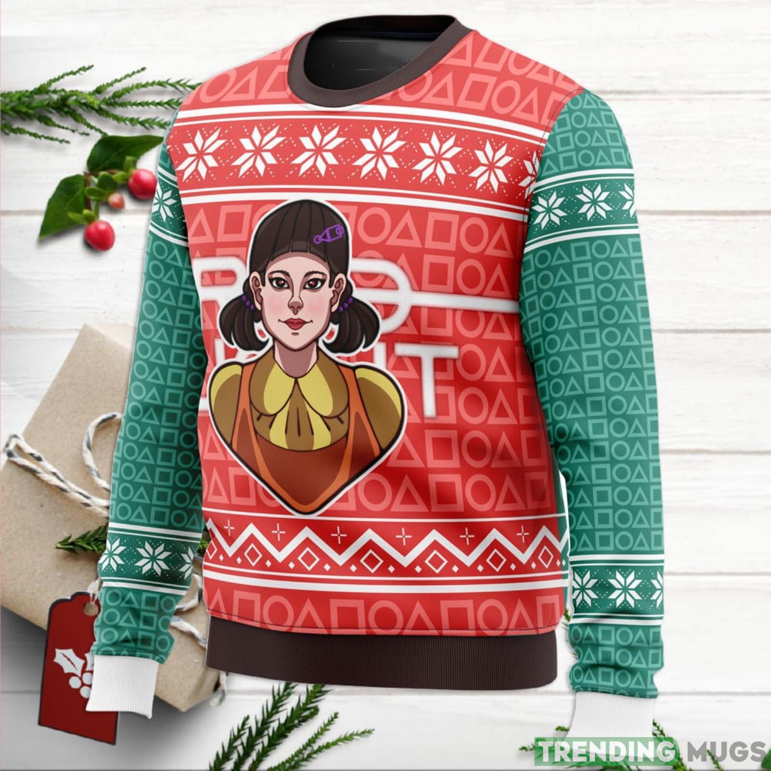 Squid Game Red Light Green Light Doll Ugly Christmas Sweater For Men And Women 3D Sweater Squid Game Red Light Green Light Doll Ugly Christmas Sweater For Men And Women 3D Sweater