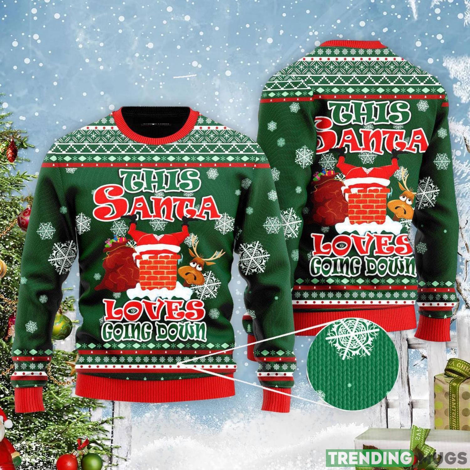 This Santa Loves Going Down Cute Christmas Gift Ugly Christmas Sweater 3D Sweater This Santa Loves Going Down Cute Christmas Gift Ugly Christmas Sweater 3D Sweater