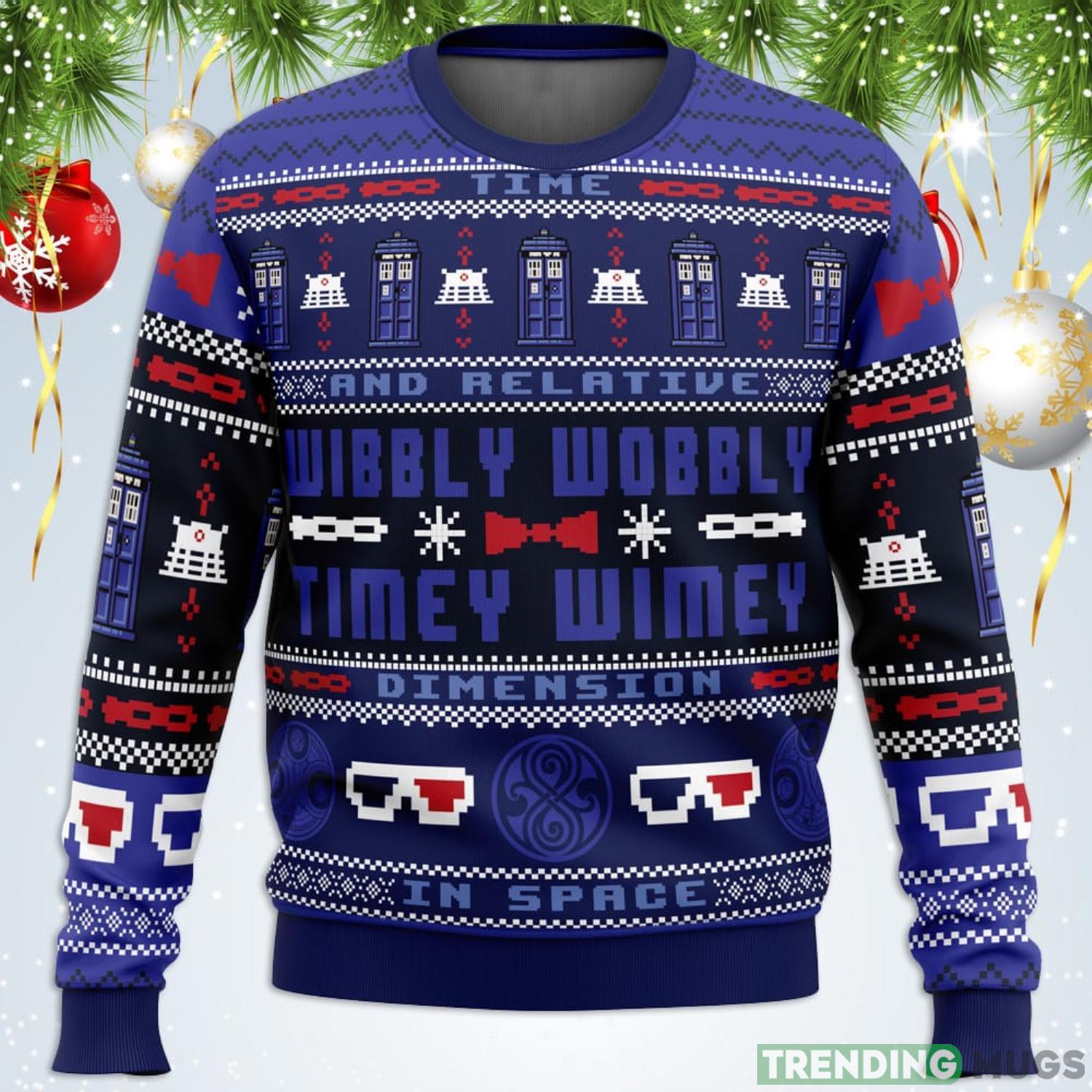 Timey Wimey Doctor Who Ugly Christmas Sweater For Men And Women Product Photo 1 Timey Wimey Doctor Who Ugly Christmas Sweater For Men And Women Product Photo 1