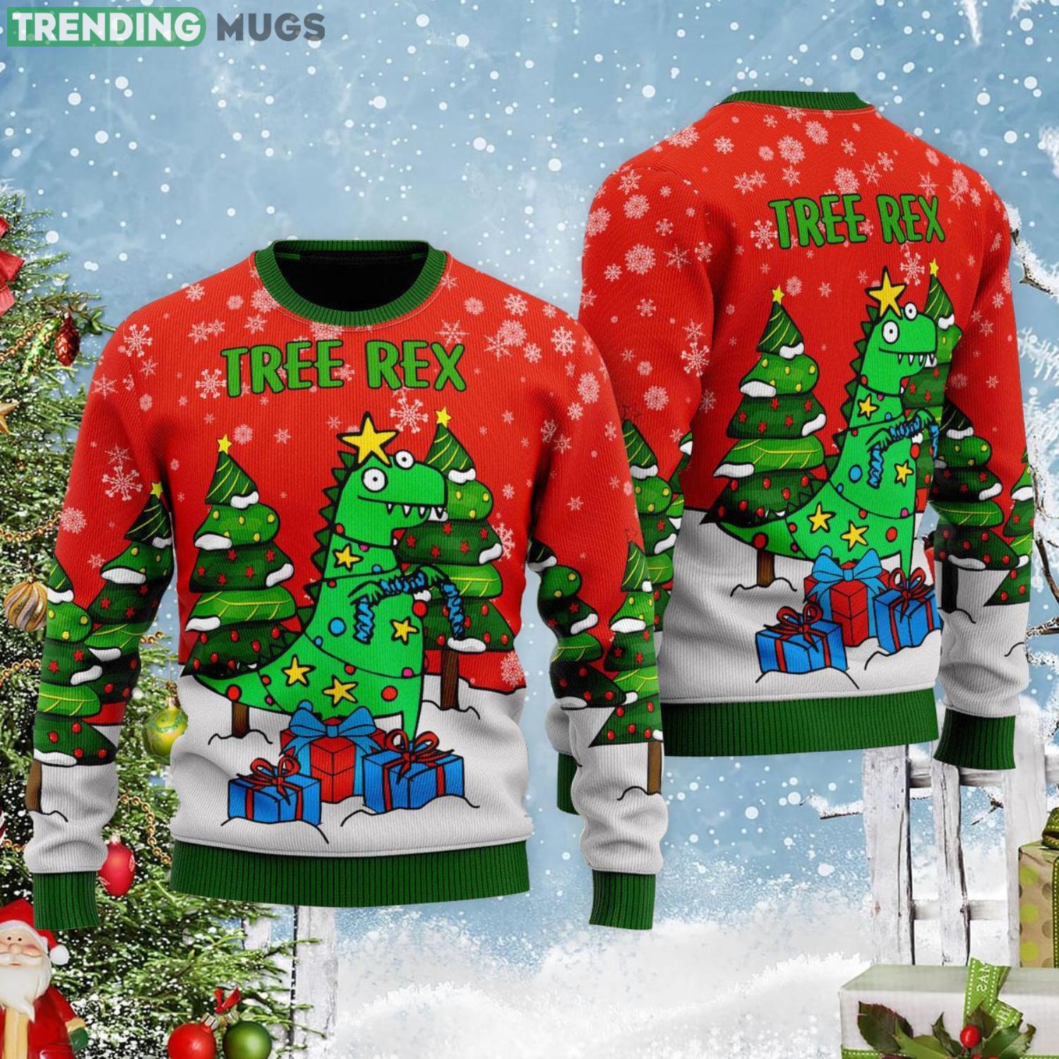 Tree Rex And Christmas Gift Ugly Christmas Sweater 3D Sweater Tree Rex And Christmas Gift Ugly Christmas Sweater 3D Sweater