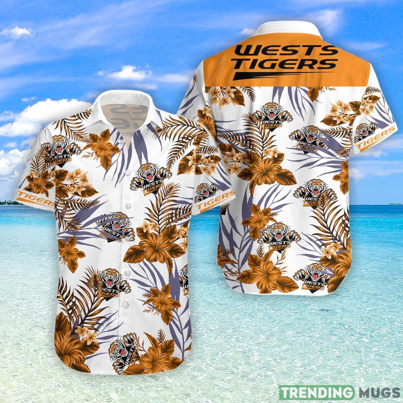 Wests Tigers Tropical Flower Hawaiian Shirt For Fans Product Photo 1 Wests Tigers Tropical Flower Hawaiian Shirt For Fans Product Photo 1