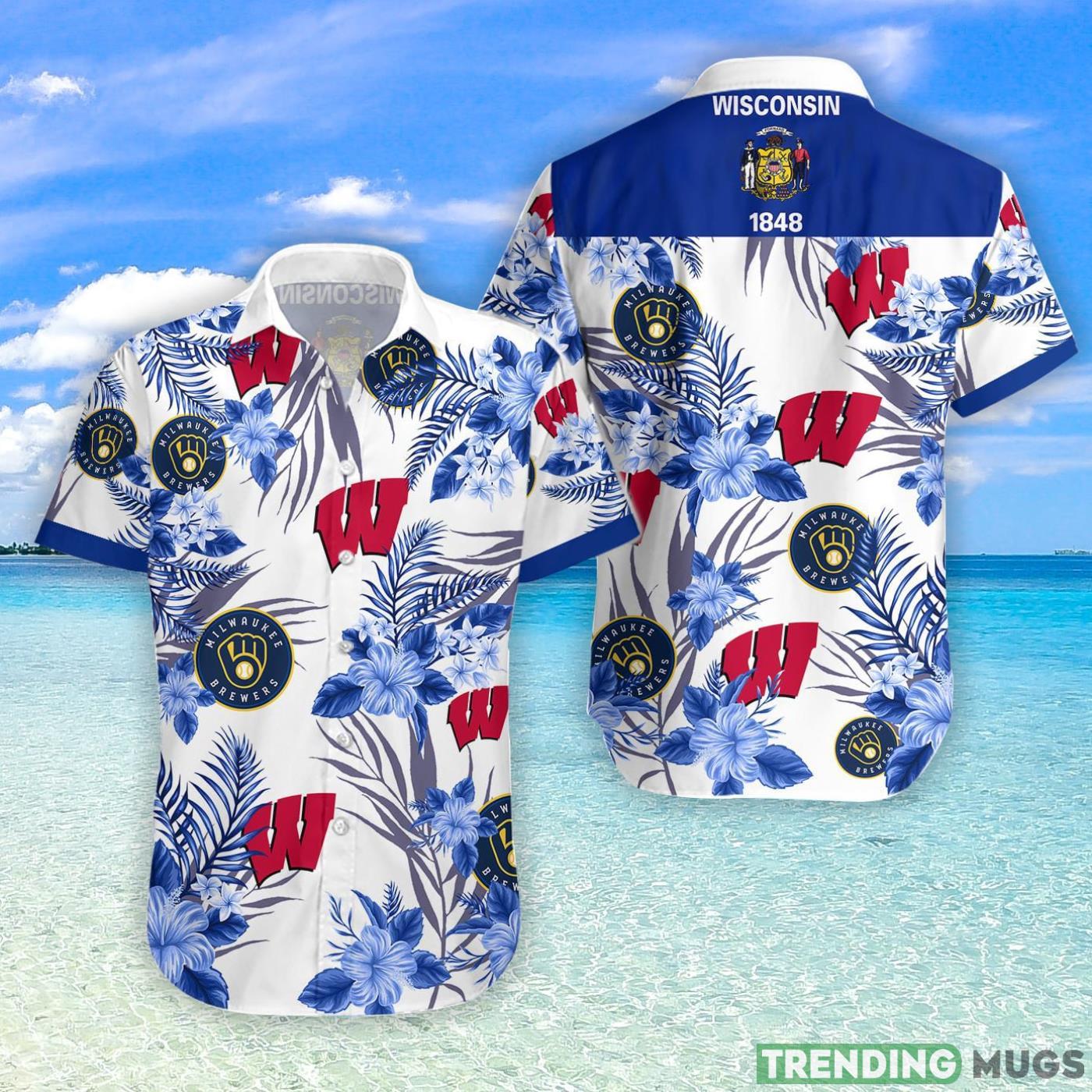 Wisconsin Badgers Milwaukee Brewers Hawaiian Shirt For Fans Product Photo 1 Wisconsin Badgers Milwaukee Brewers Hawaiian Shirt For Fans Product Photo 1