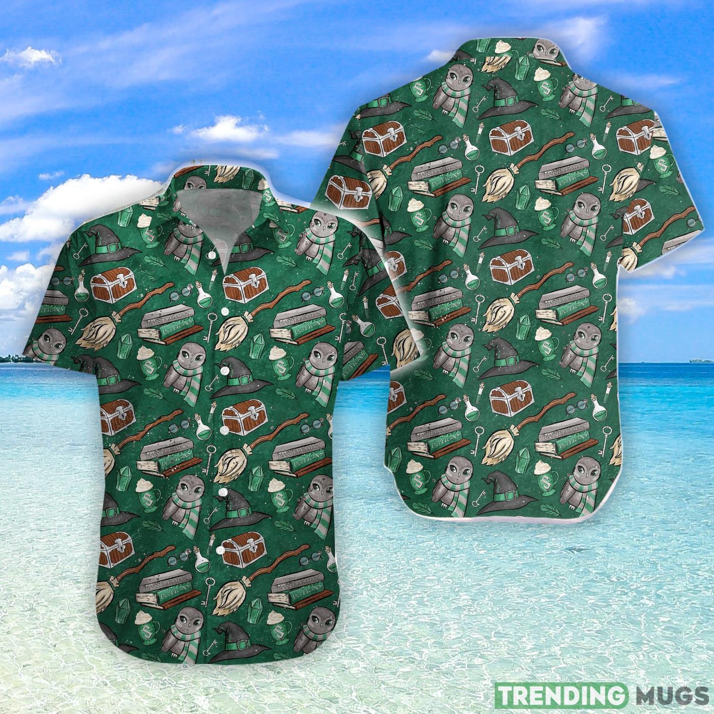 Wizard Fabric Green Hawaiian Shirt Product Photo 1 Wizard Fabric Green Hawaiian Shirt Product Photo 1