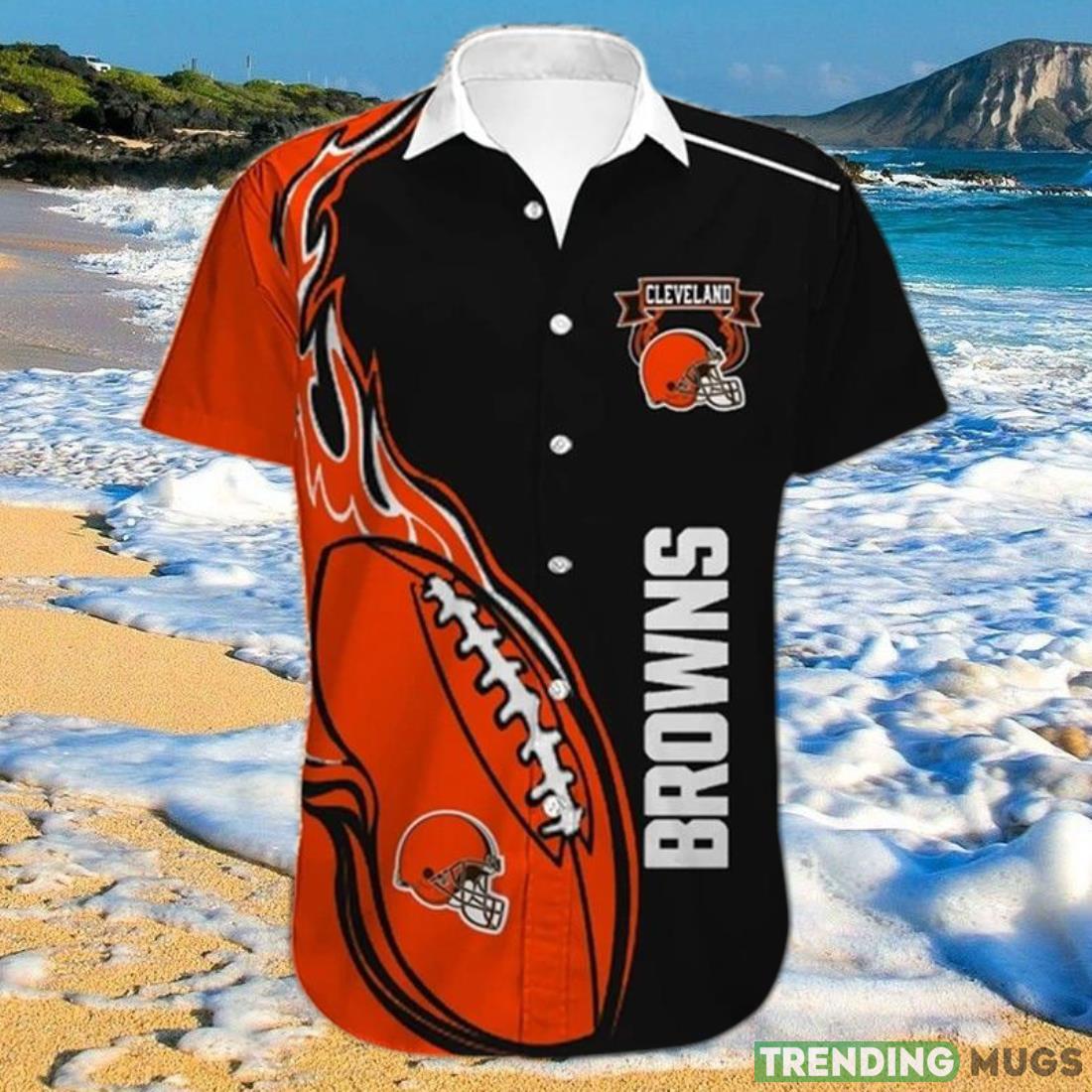 Cleveland Browns Shirts Fireball Button Short Sleeve Product Photo 1