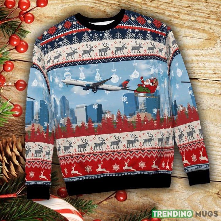 Delta Air Lines A330-300 With Santa Over Charlotte Christmas Sweater - Delta Air Lines A330-300 With Santa Over Charlotte Christmas Sweater_1 Delta Air Lines A330-300 With Santa Over Charlotte Christmas Sweater - Delta Air Lines A330-300 With Santa Over Charlotte Christmas Sweater_1