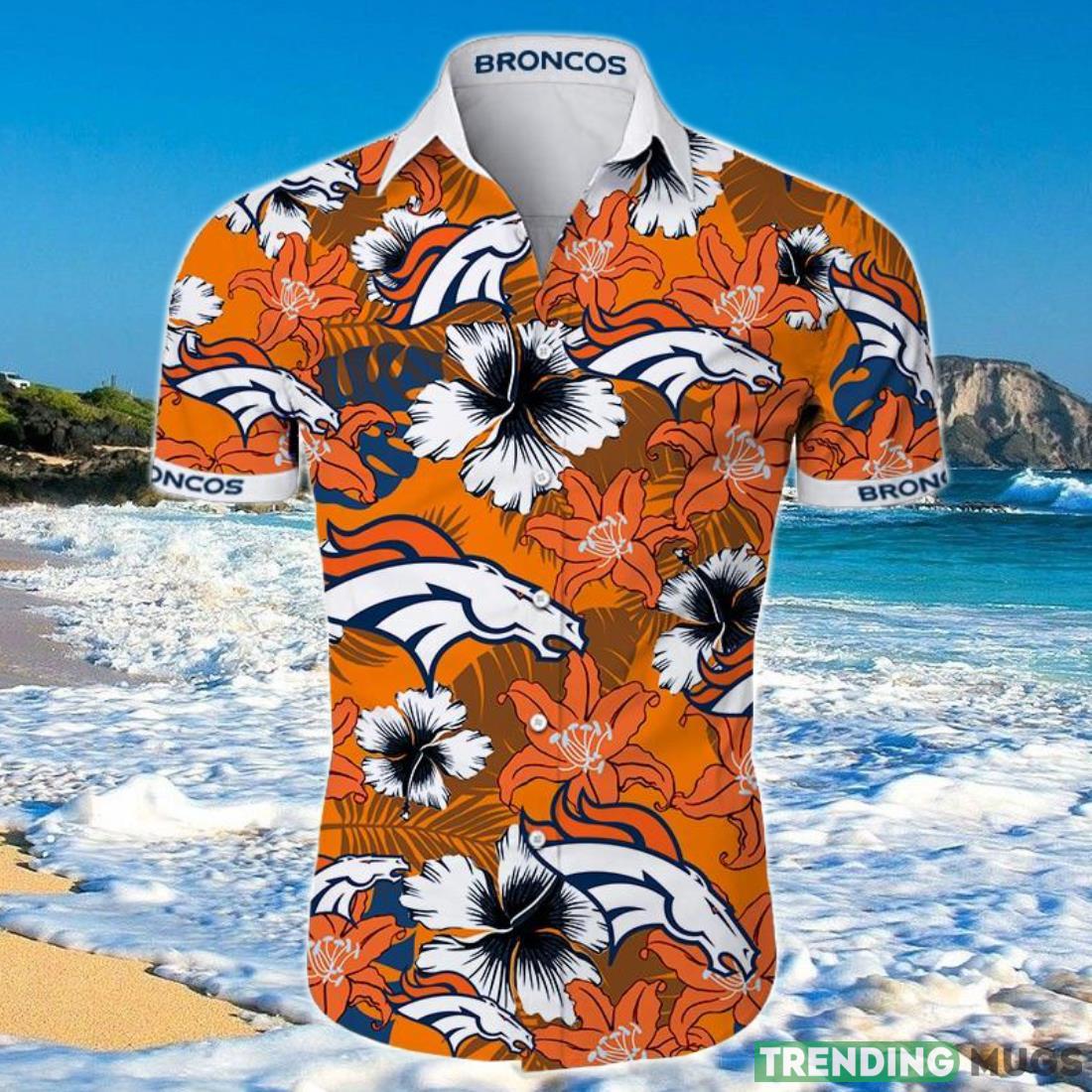 Denver Broncos Hawaiian Shirt Tropical Flower Short Sleeve Product Photo 1