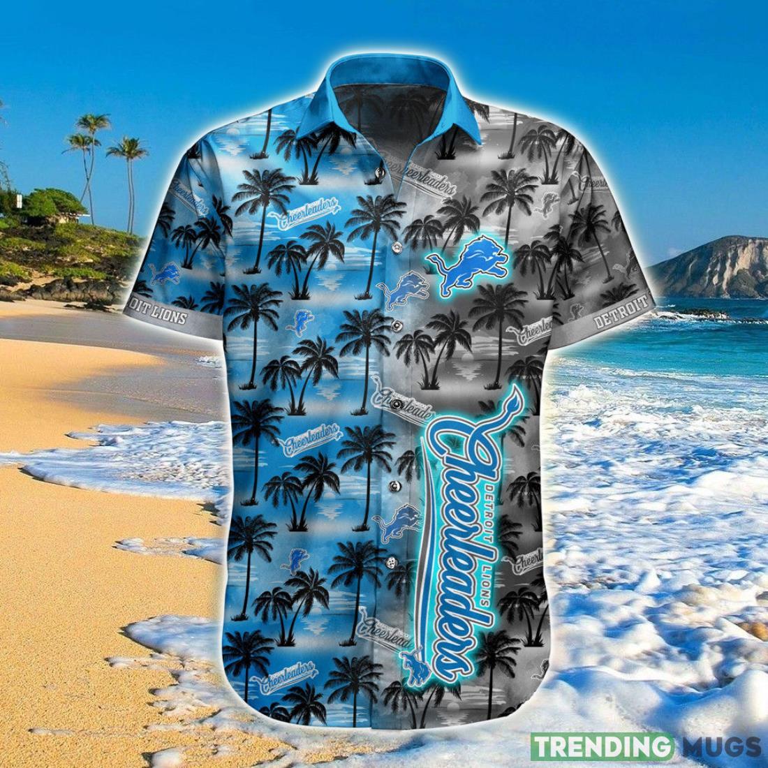 Detroit Lions Hawaiian Shirt Palm Tree Pattern Product Photo 1