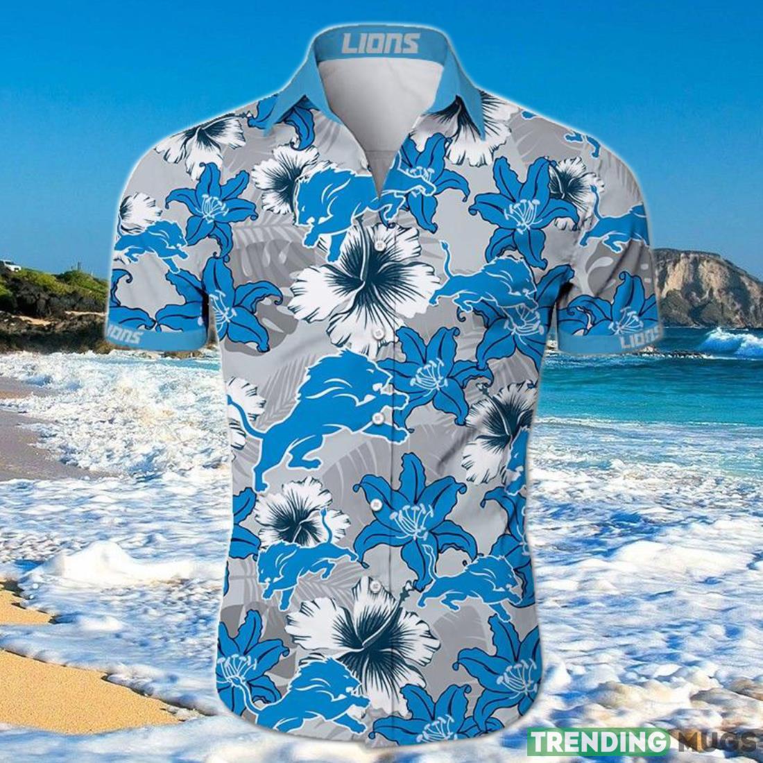 Detroit Lions Hawaiian Shirt Tropical Flower Short Sleeve Product Photo 1