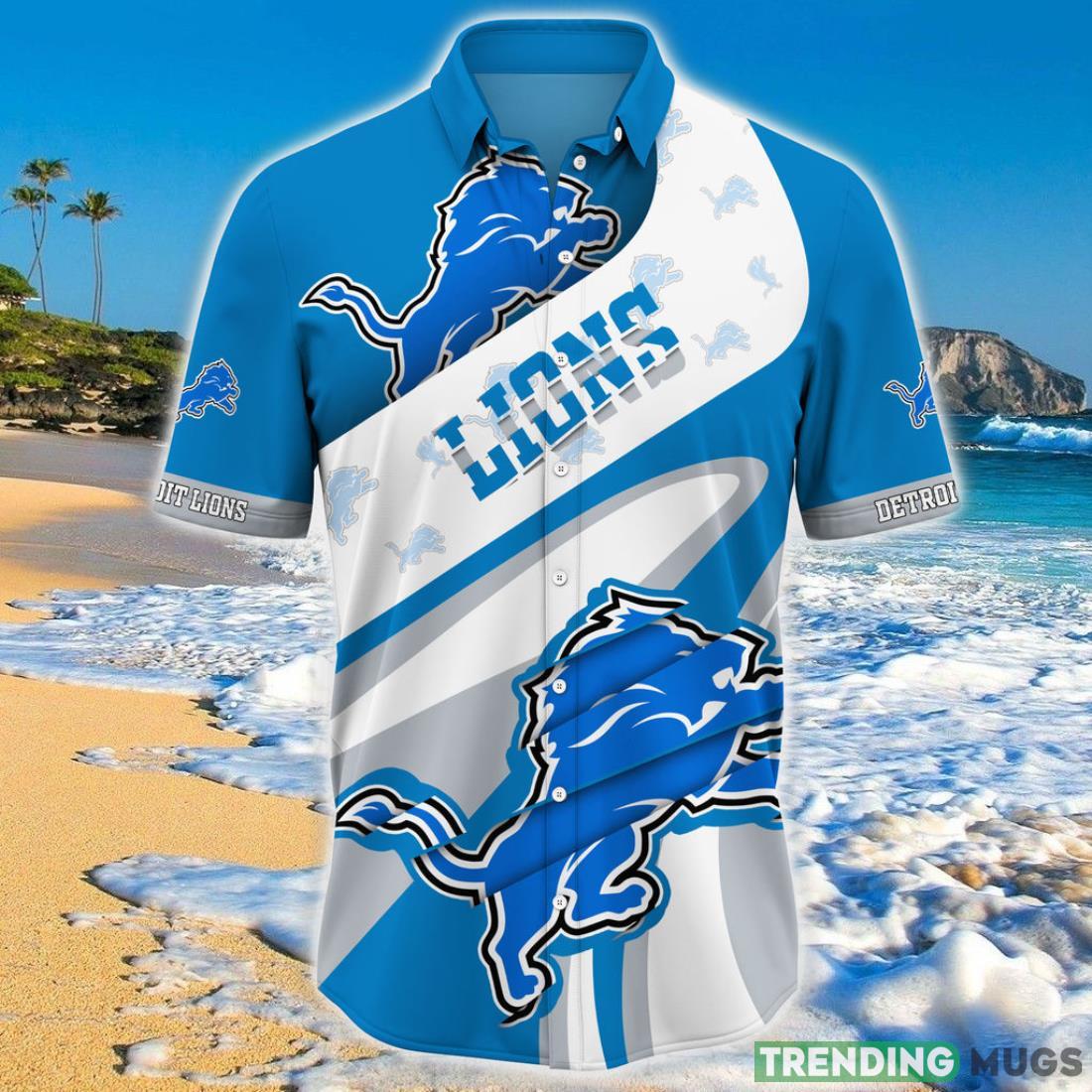 Detroit Lions NFL Hawaiian Shirt Short Sleeve Big Logo Product Photo 1