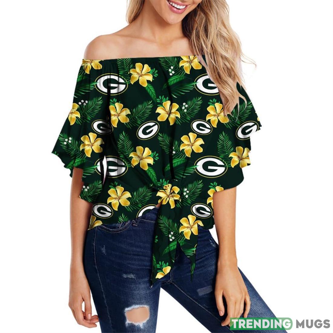 Green Bay Packers Shirt Womens Floral Printed Strapless Short Sleeve Product Photo 1